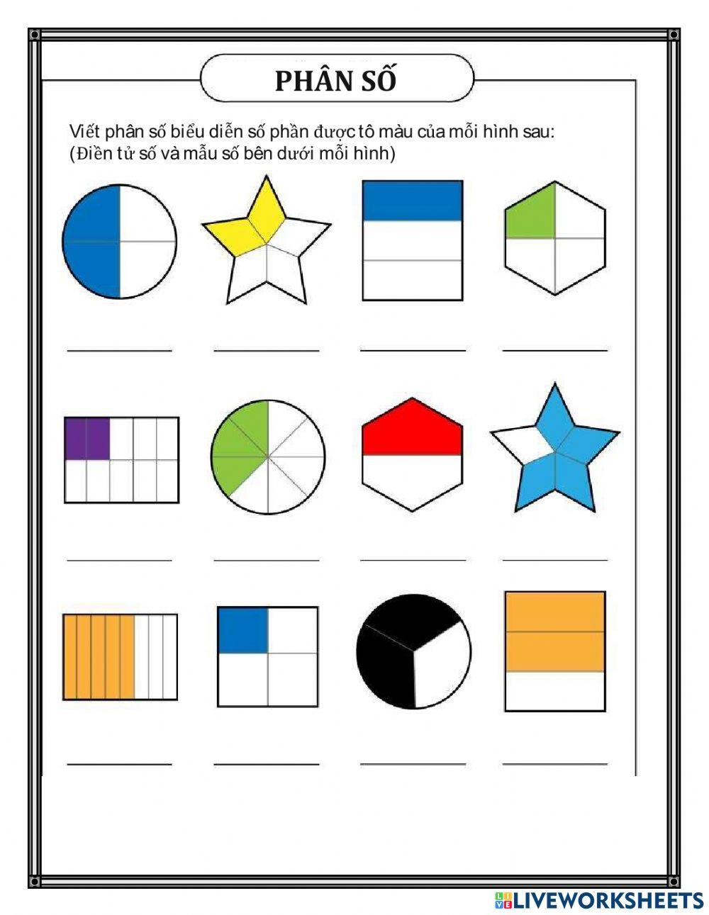 Phiếu tự học phân số