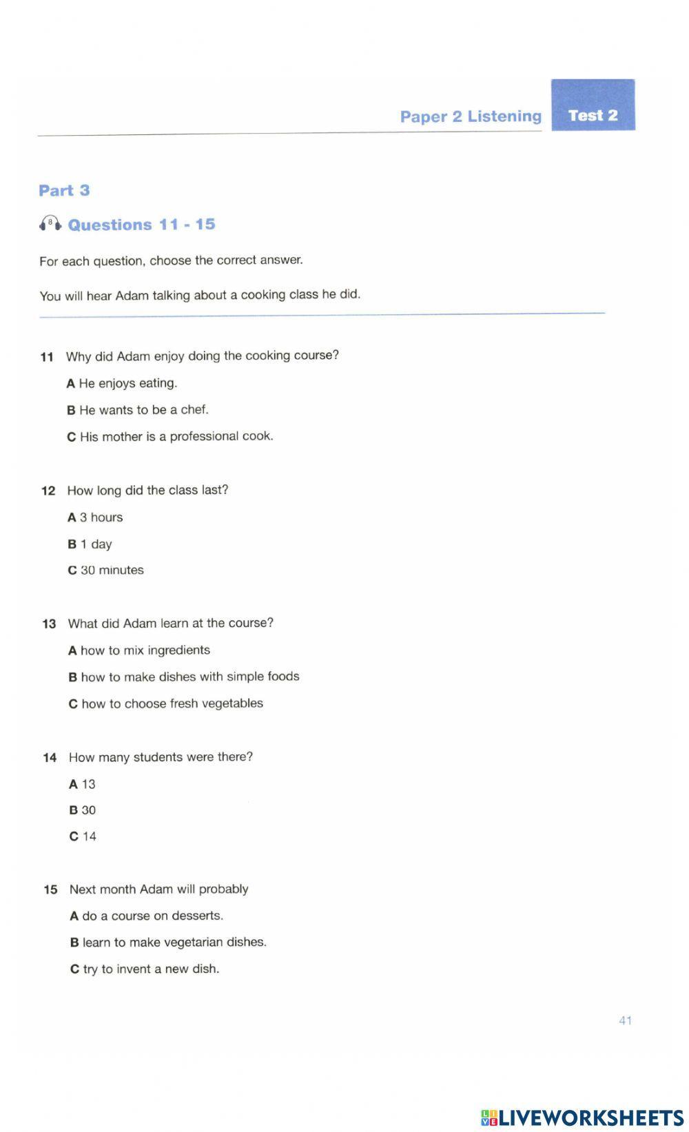 Test 2 Listening R A2 Key For School 