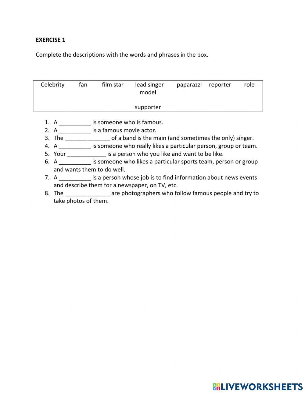 IE1, Unit 7, Vocab & Grammar, Exercise 1