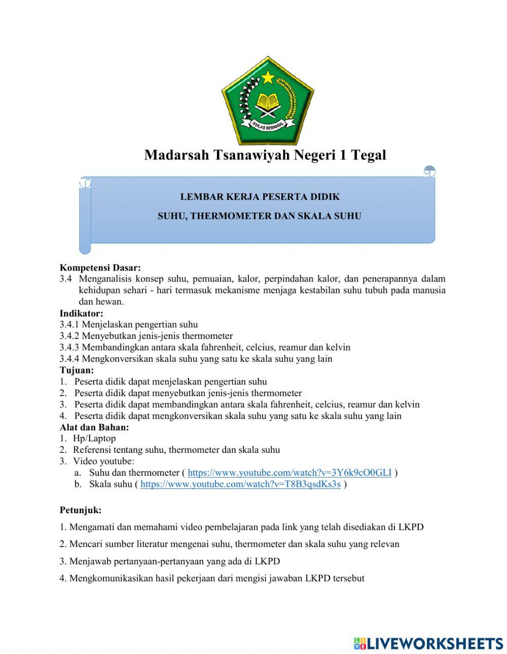 Suhu dan skala Thermometer