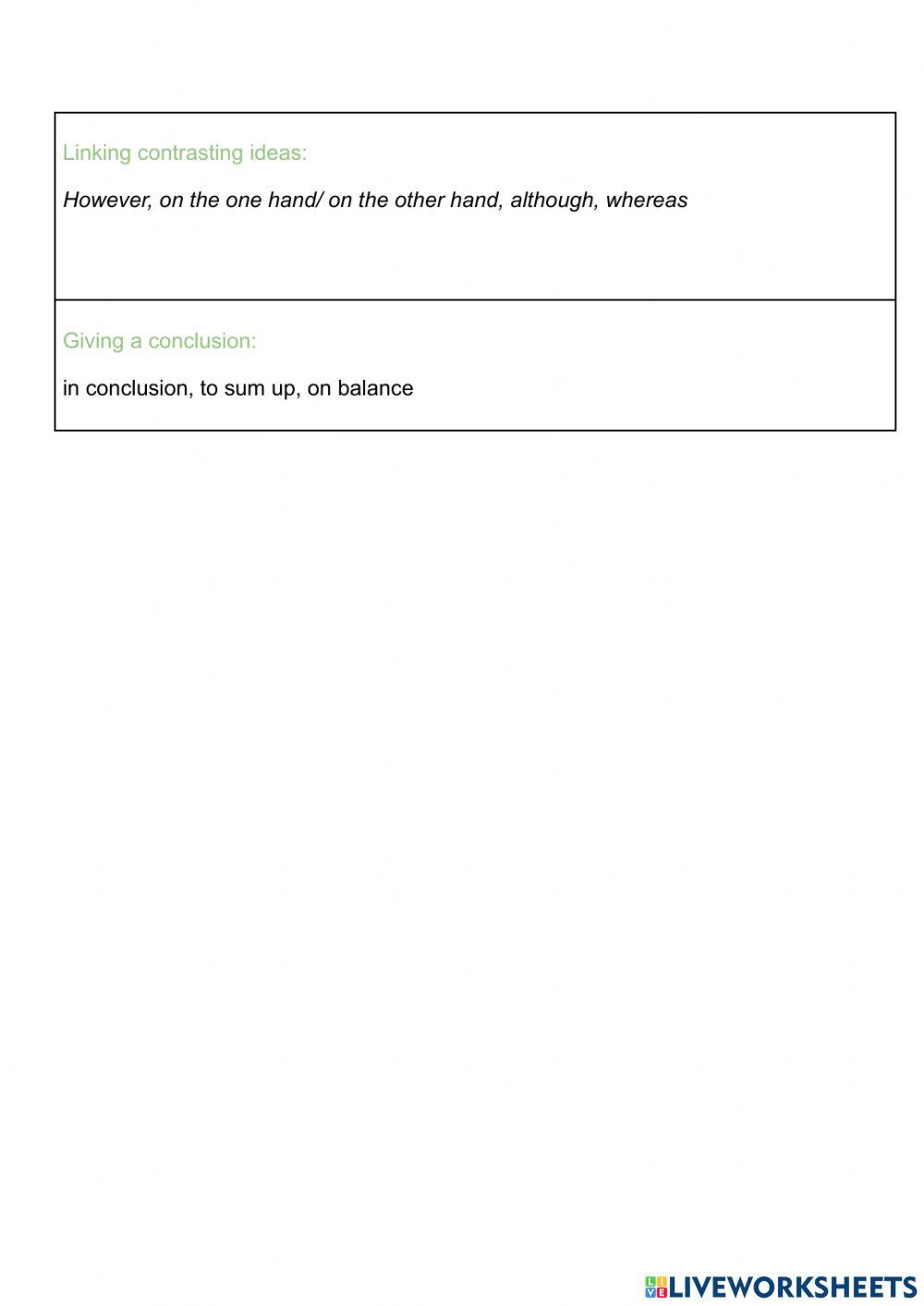 Key labguage for essays