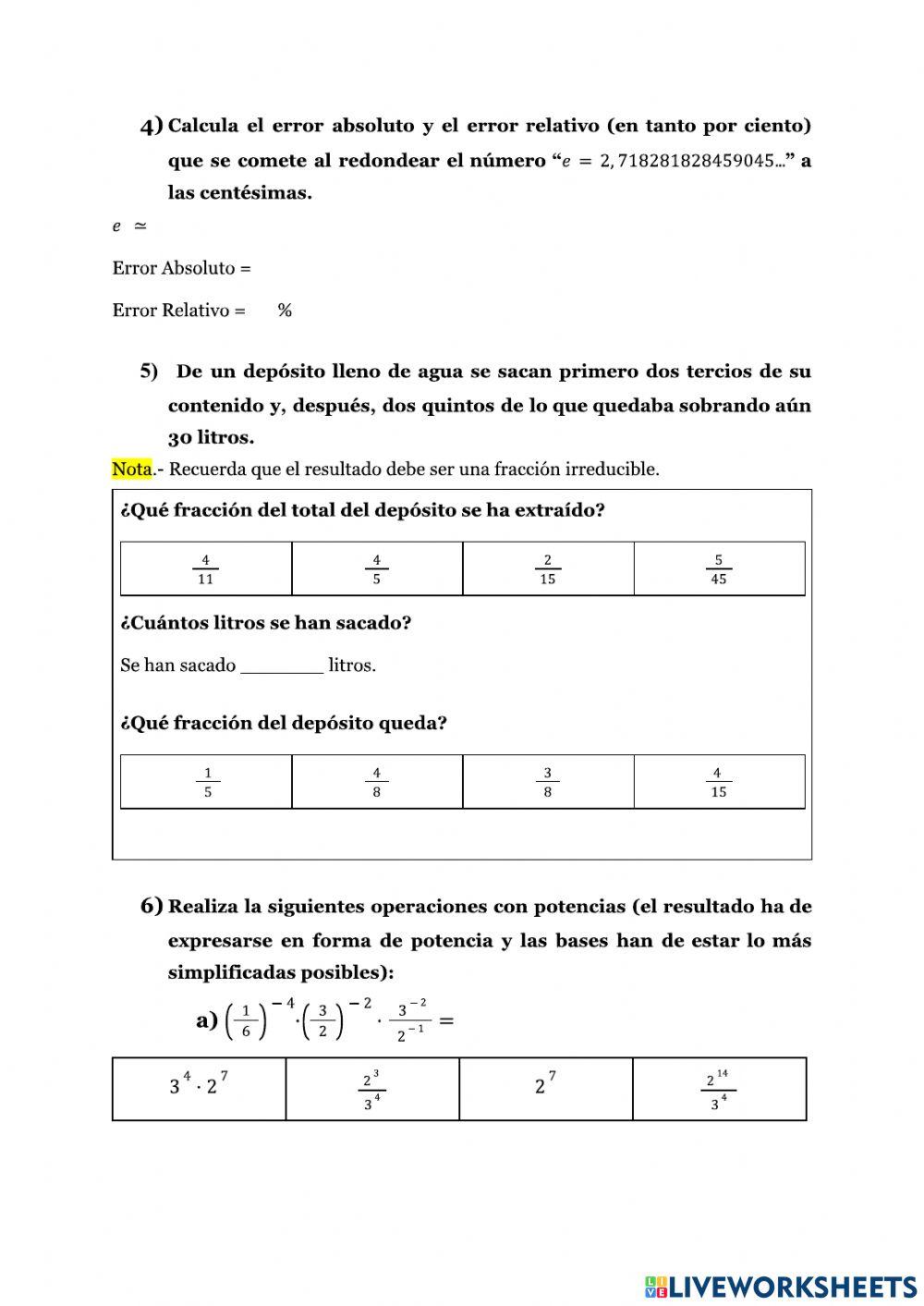 Repaso 1ª Evaluación - 3º ESO