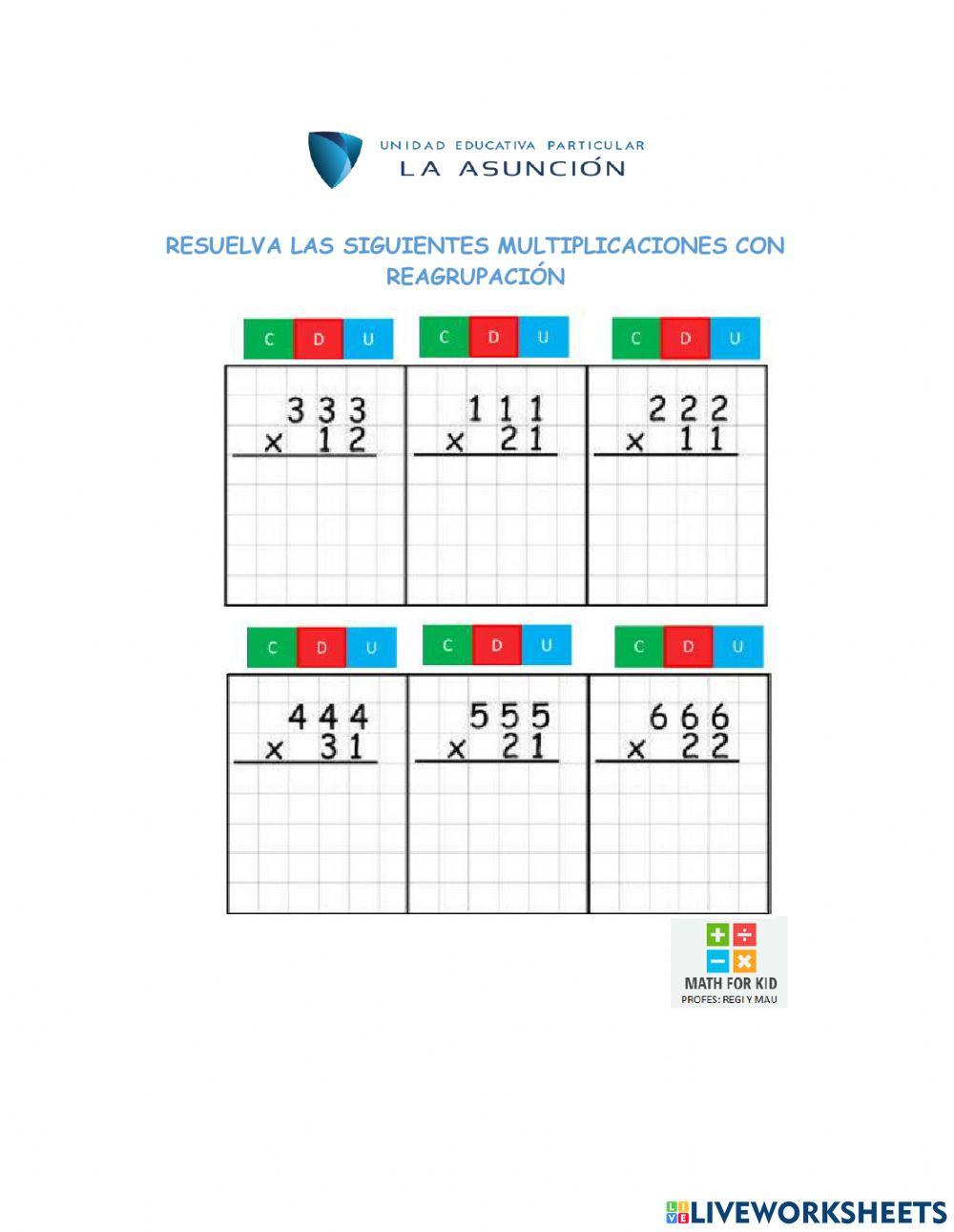 Multiplicaciones con reagrupación