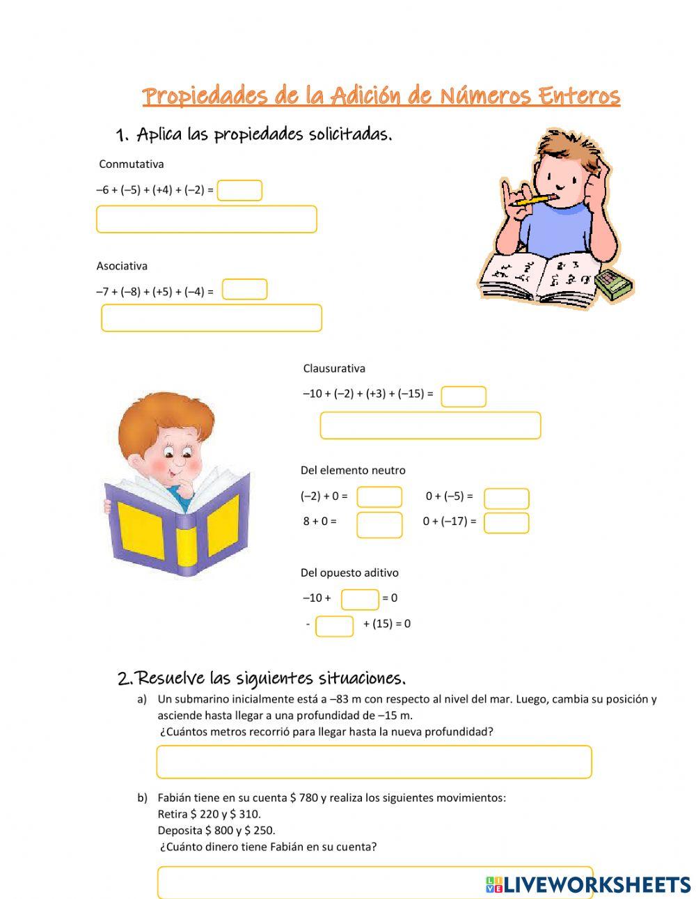 Propiedades de la Adición de números enteros