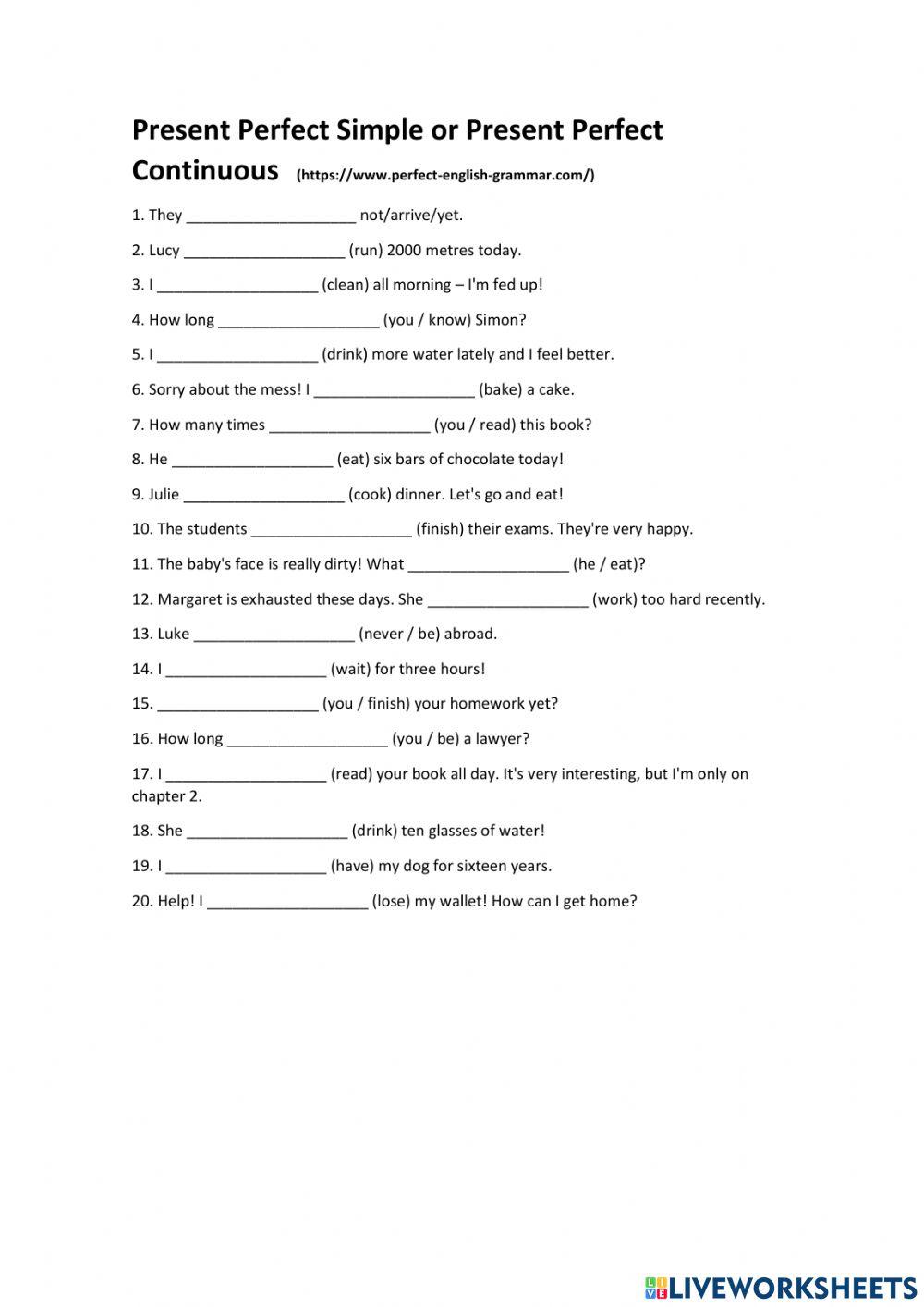 Present  perfect simple - present perfect continuous