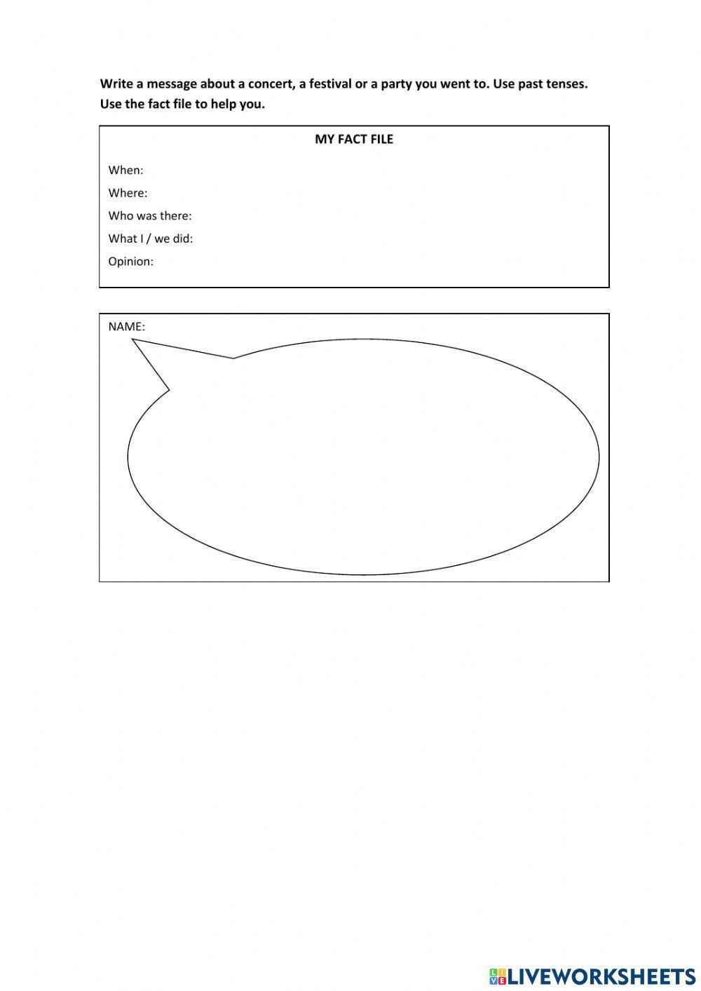 Describing past events- Writing