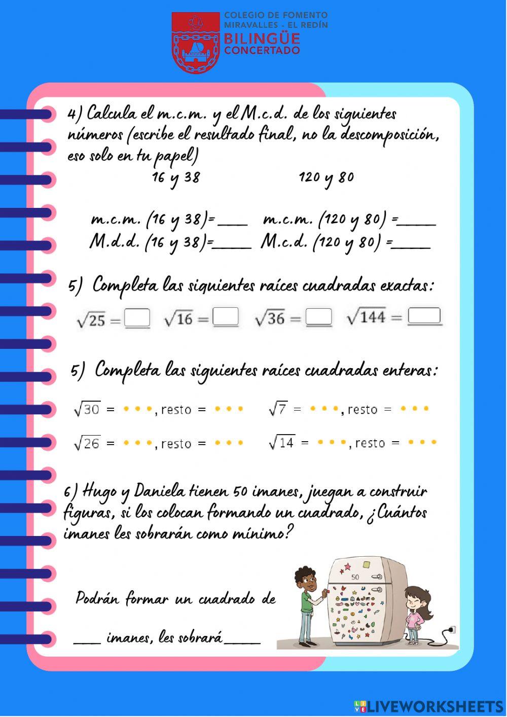 Potenciasyraices. Examen-SextoEP