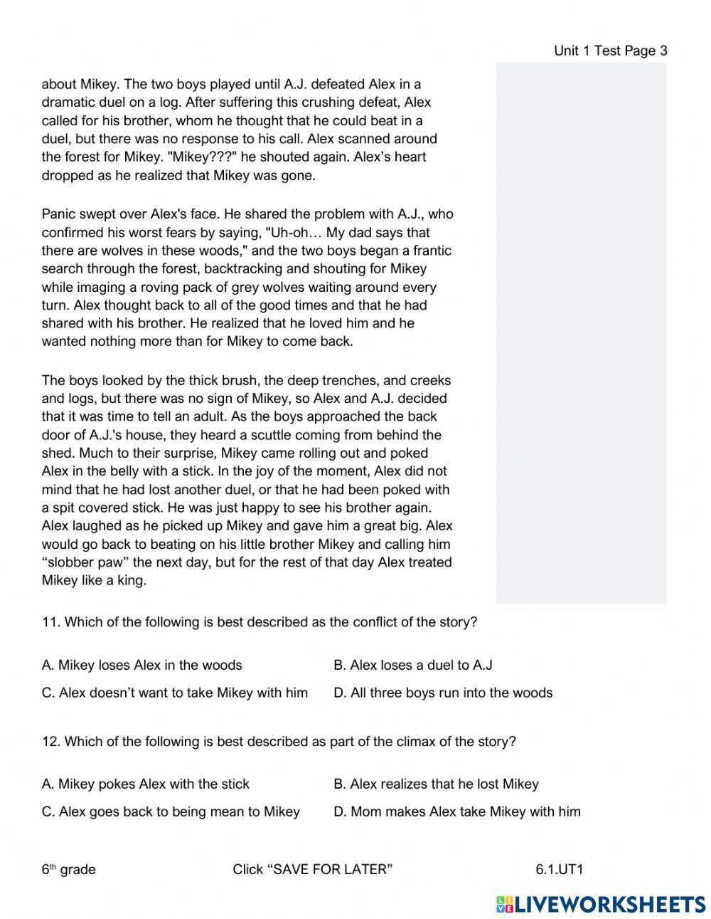 Story Elements Unit Test