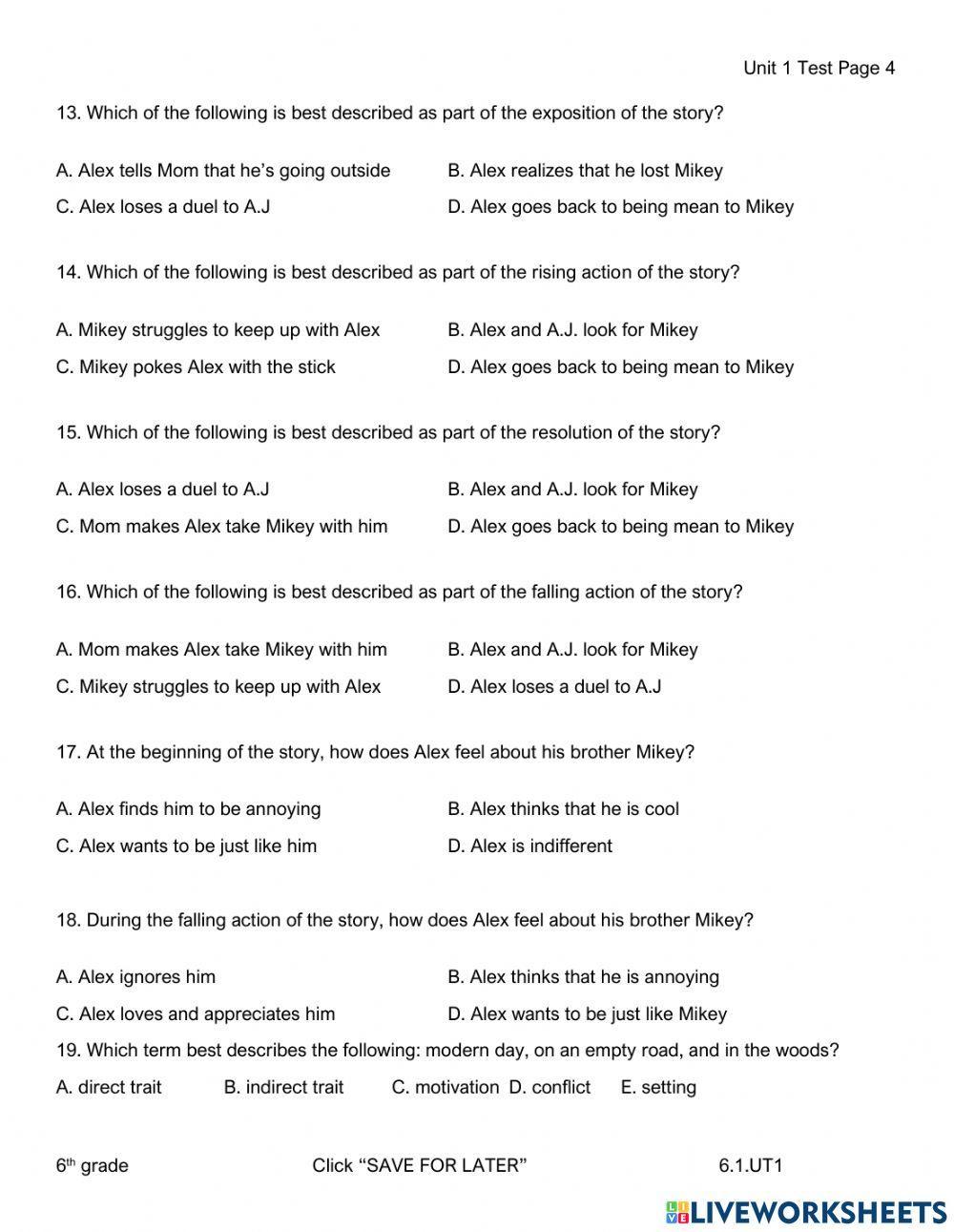 Story Elements Unit Test