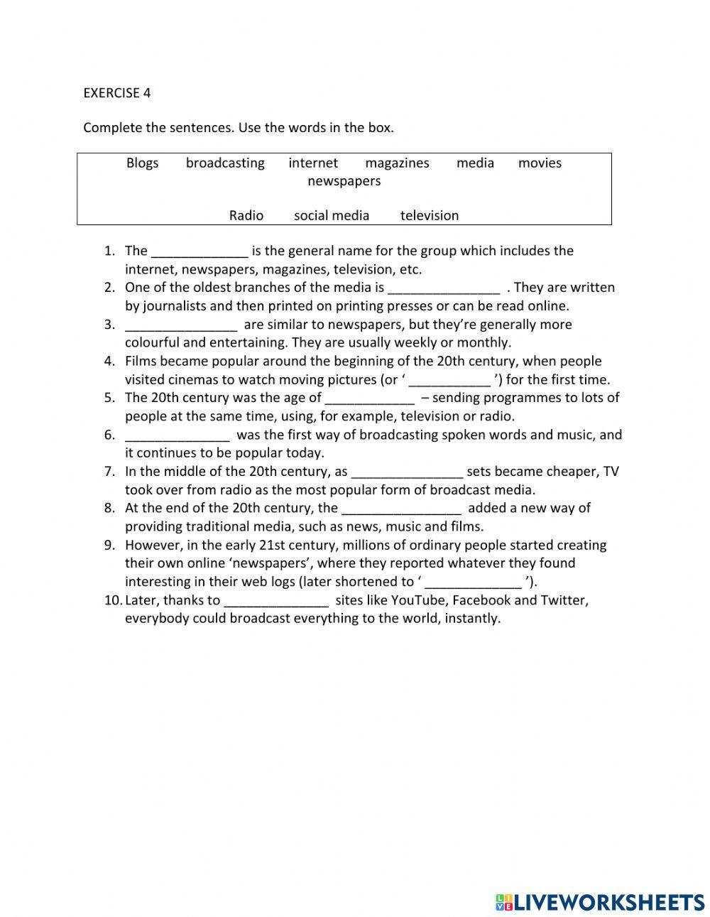 IE1, Unit 7, Vocab and Grammar, Exercise 4