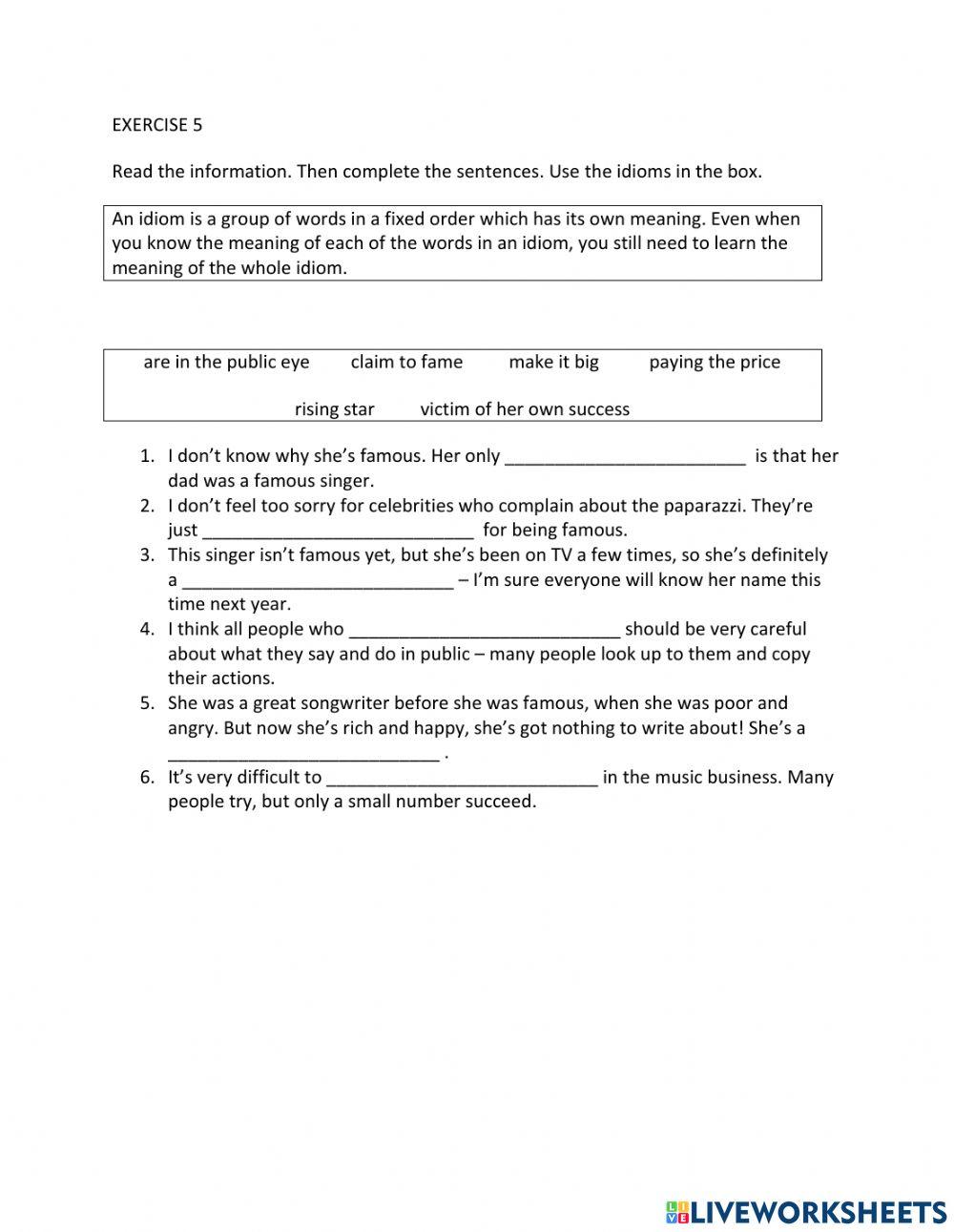 IE1, Unit 7, Vocab and Grammar, Exercise 5
