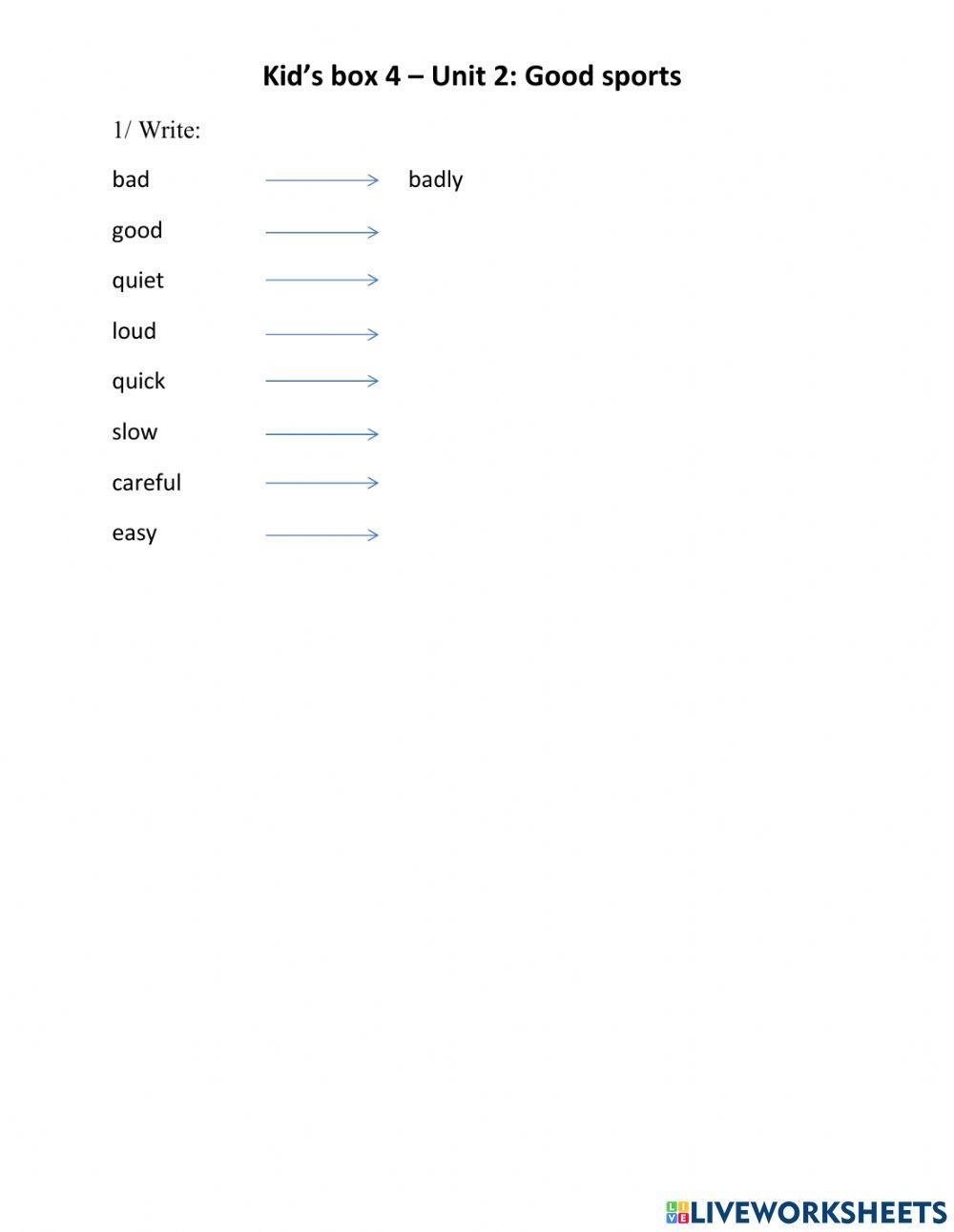 Kid’s box 4 – Unit 2: Good sports
