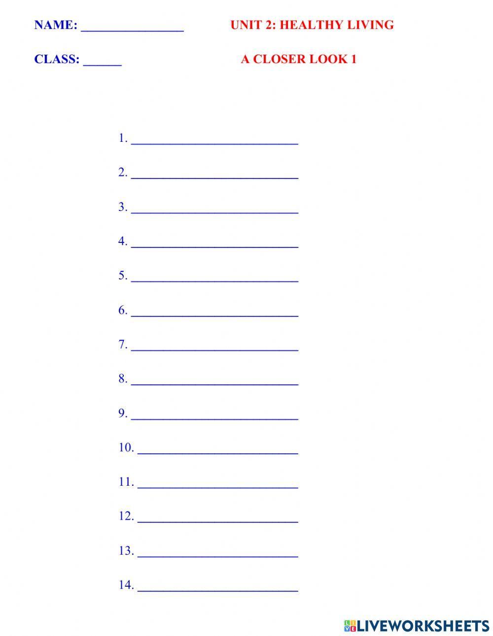 English 7 unit 2 vocabulary a closer look 1