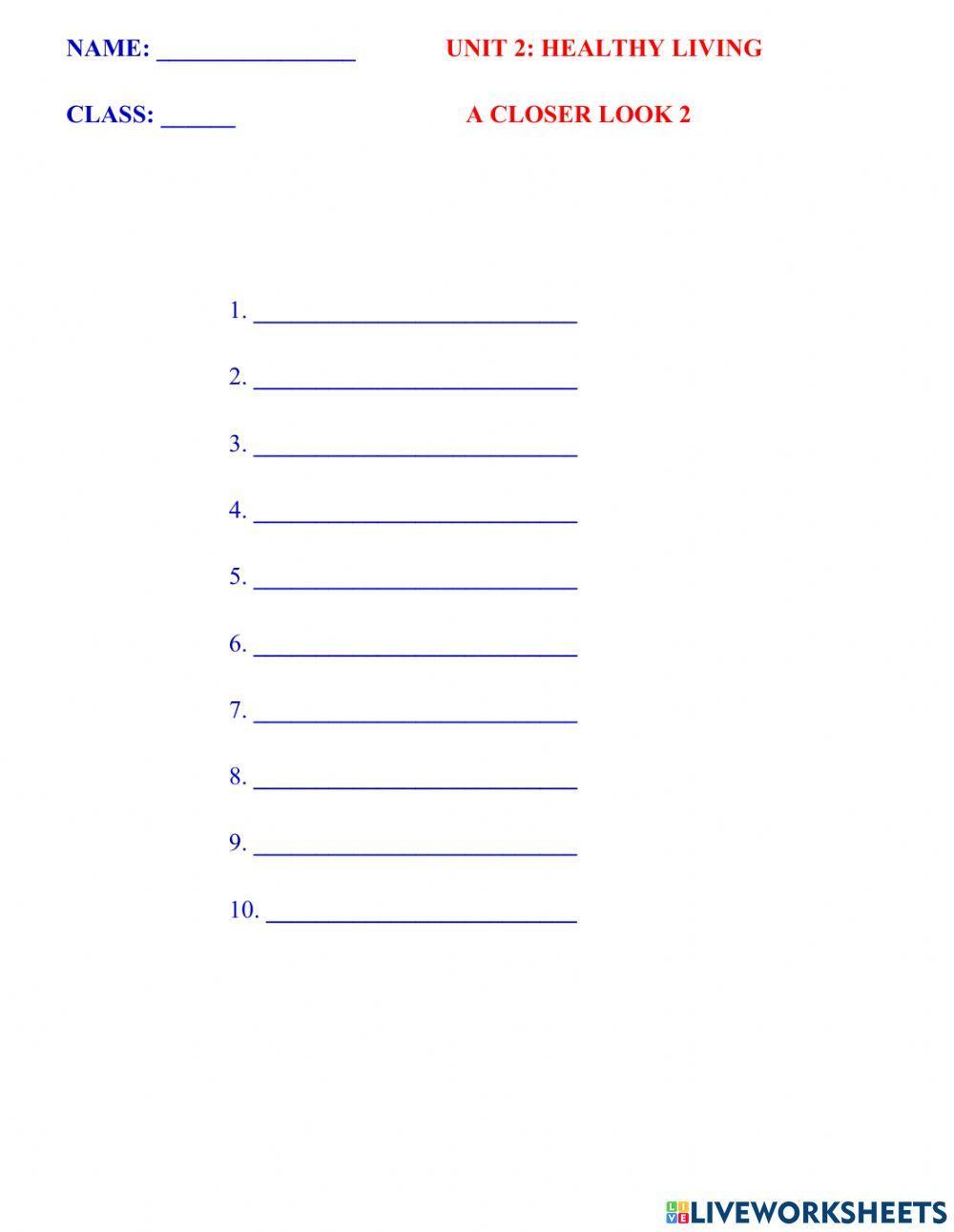 Engish 7 global unit 2 vocabulary a closer look 2