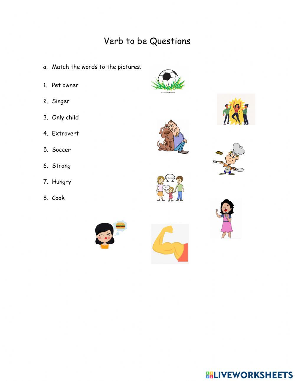 Verb to be questions interactive exercise for Beginner | Live Worksheets