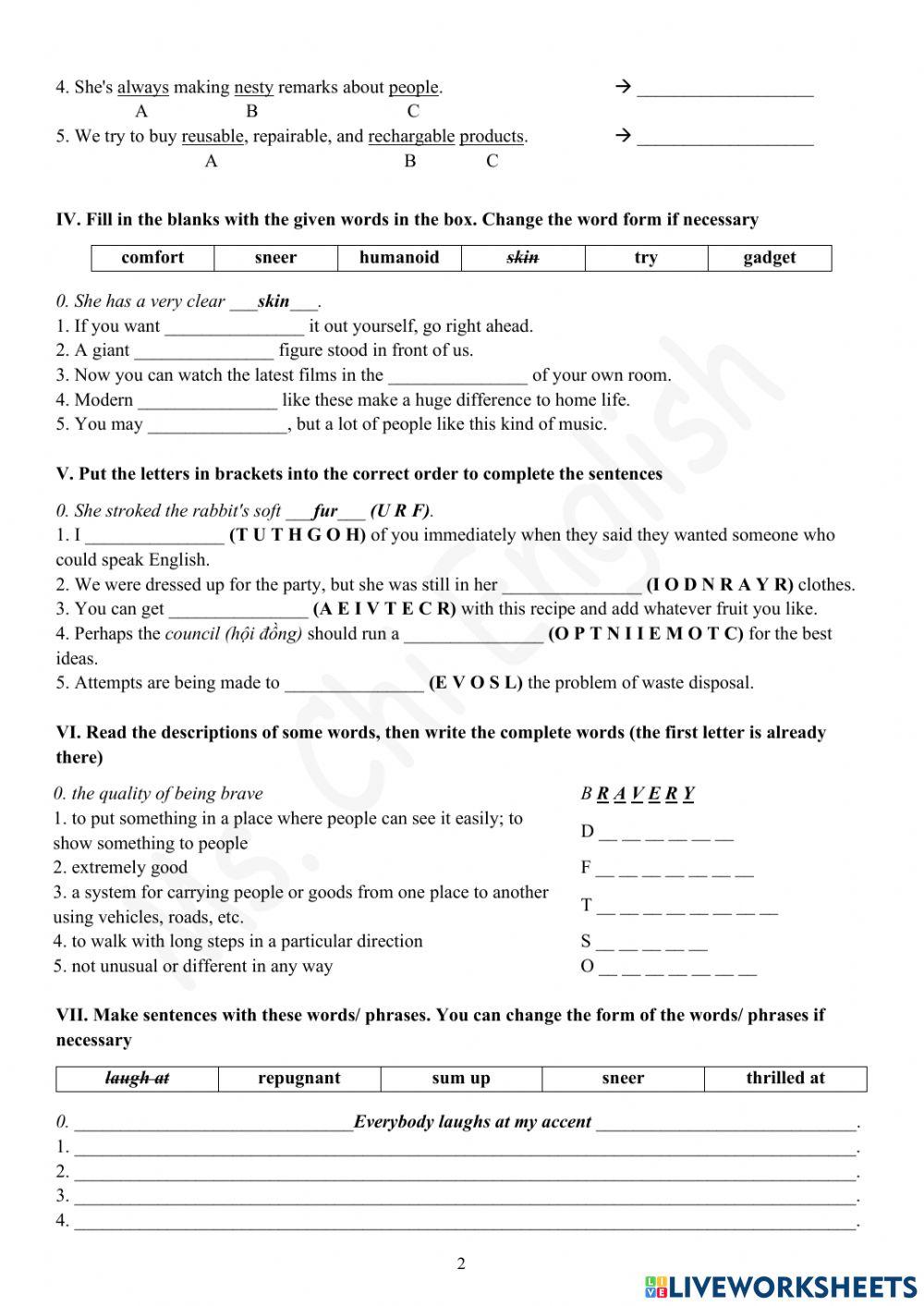 Foreign Teacher-S6-WEEK 13-U4-VOCAB REVISION