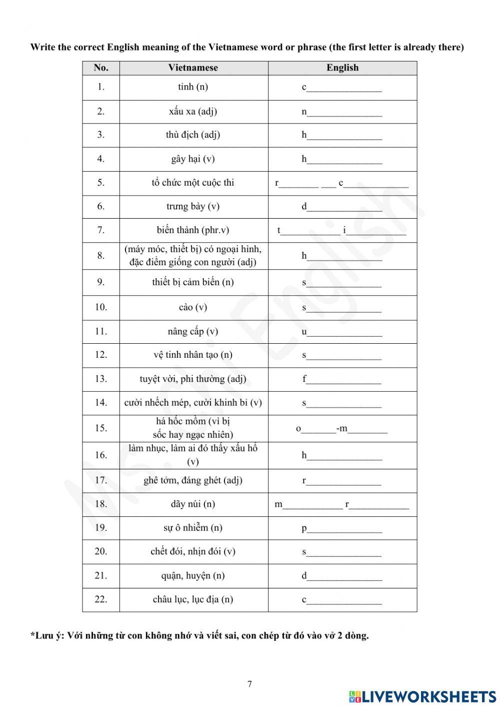 Foreign Teacher-S6-WEEK 13-U4-VOCAB REVISION