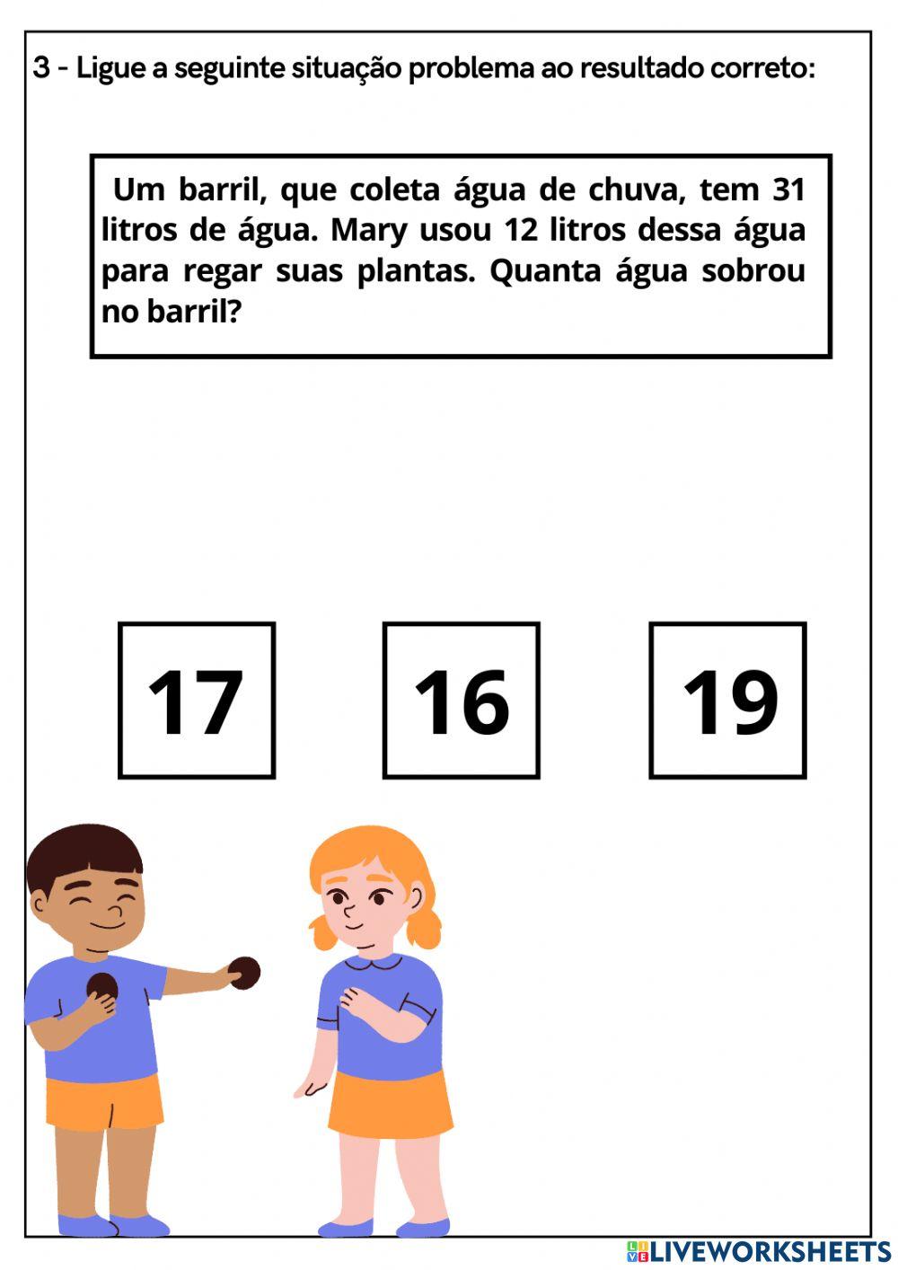 Subtração com dois dígitos e resto