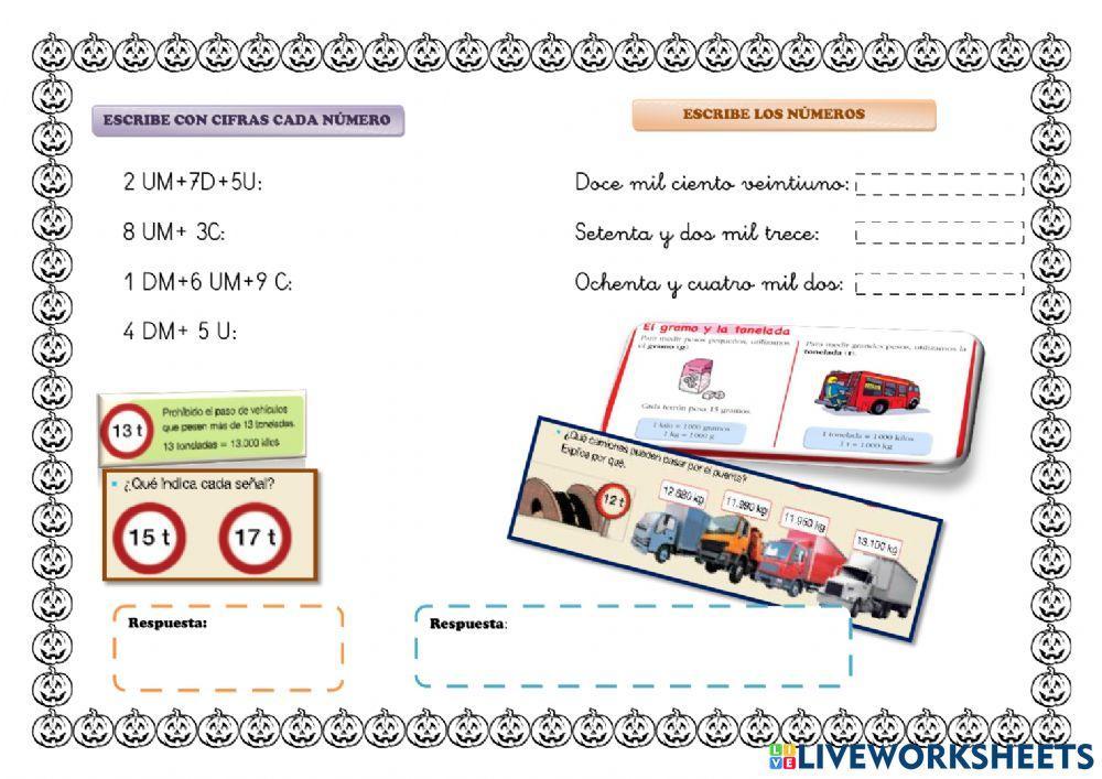 Multiplicaciones y descomposición halloween
