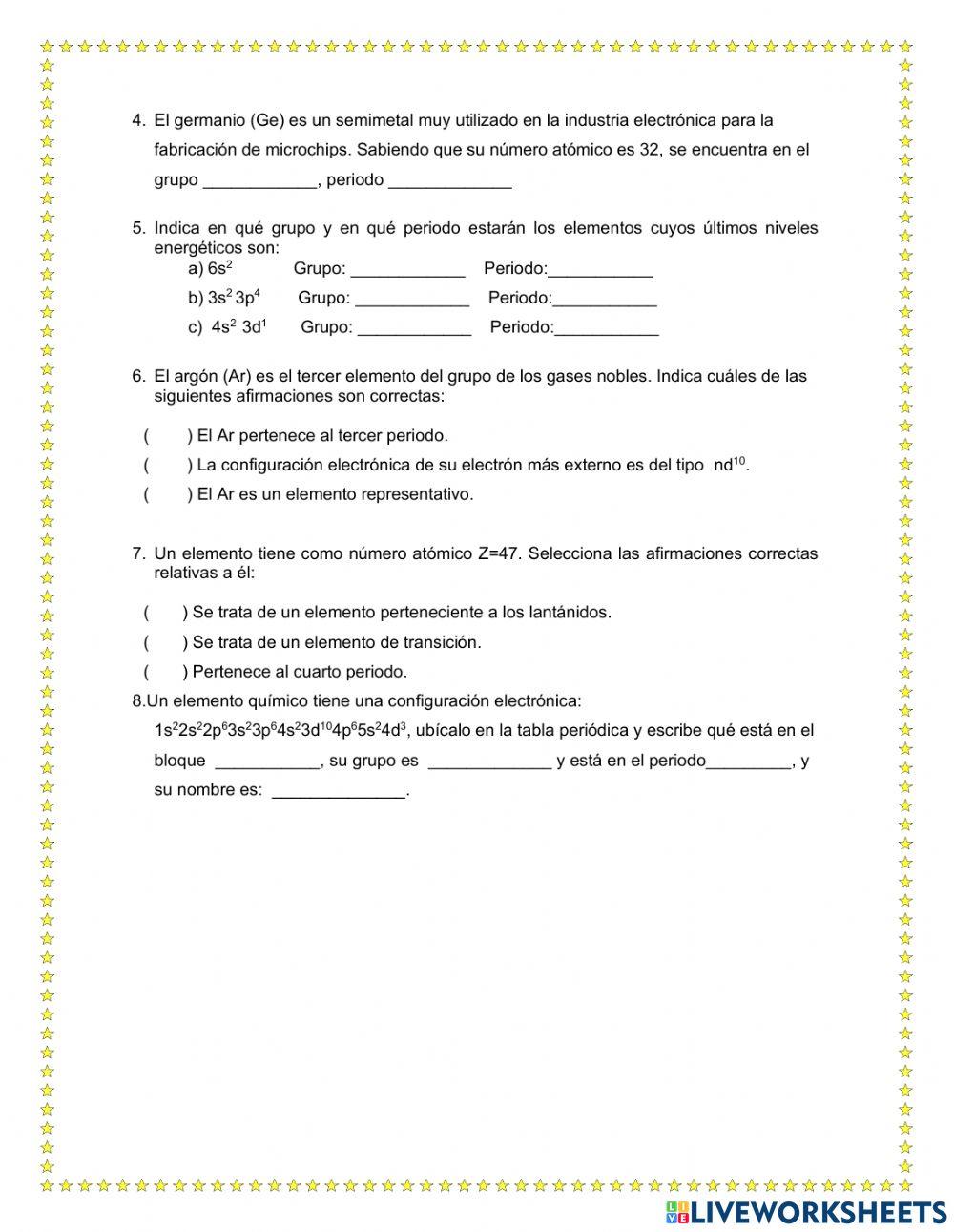 Configuración y tabla periódica