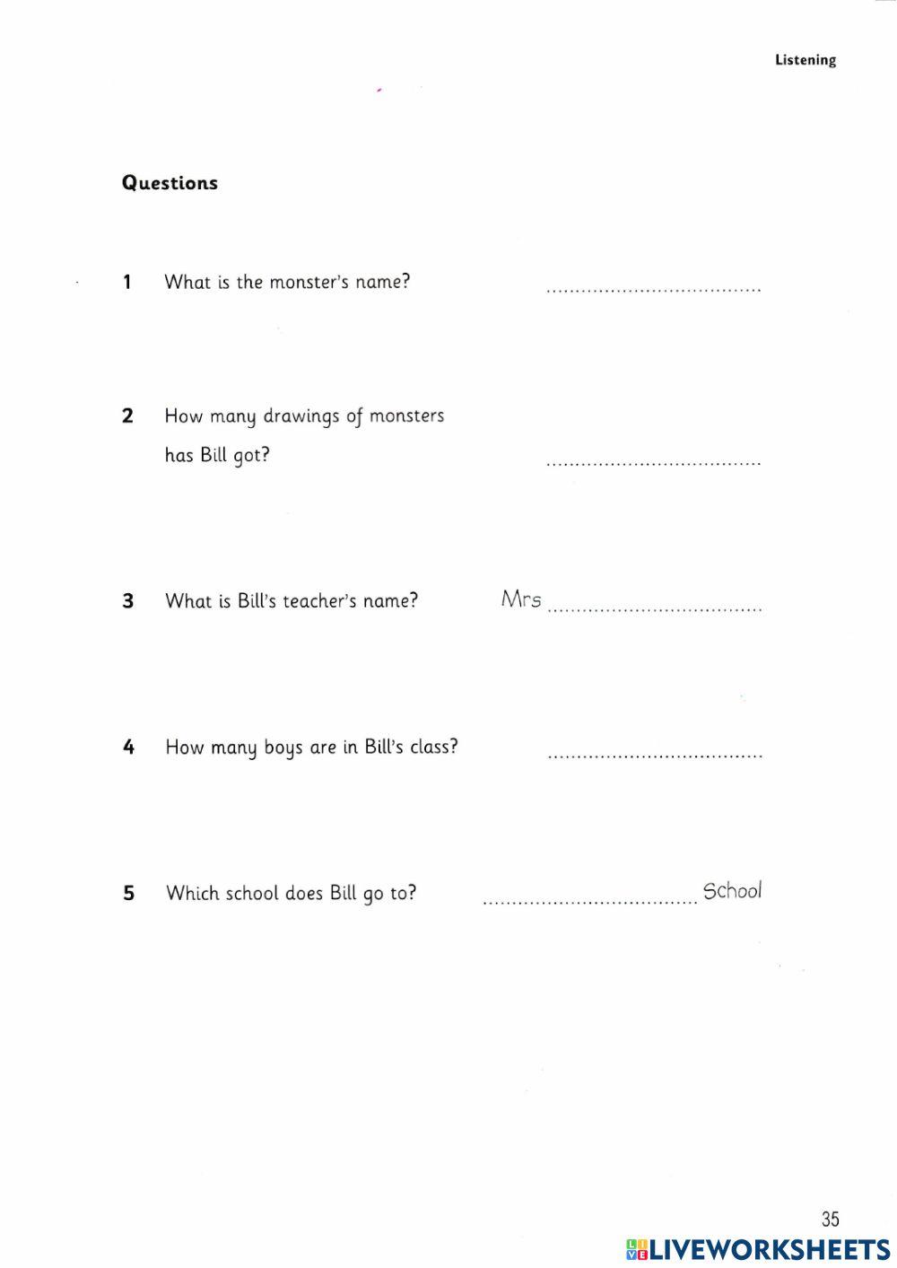 Starters 1 - Test 3 Listening