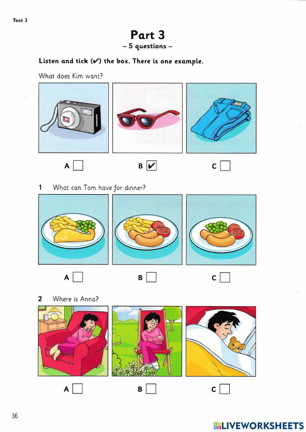 Starters 1 - Test 3 Listening