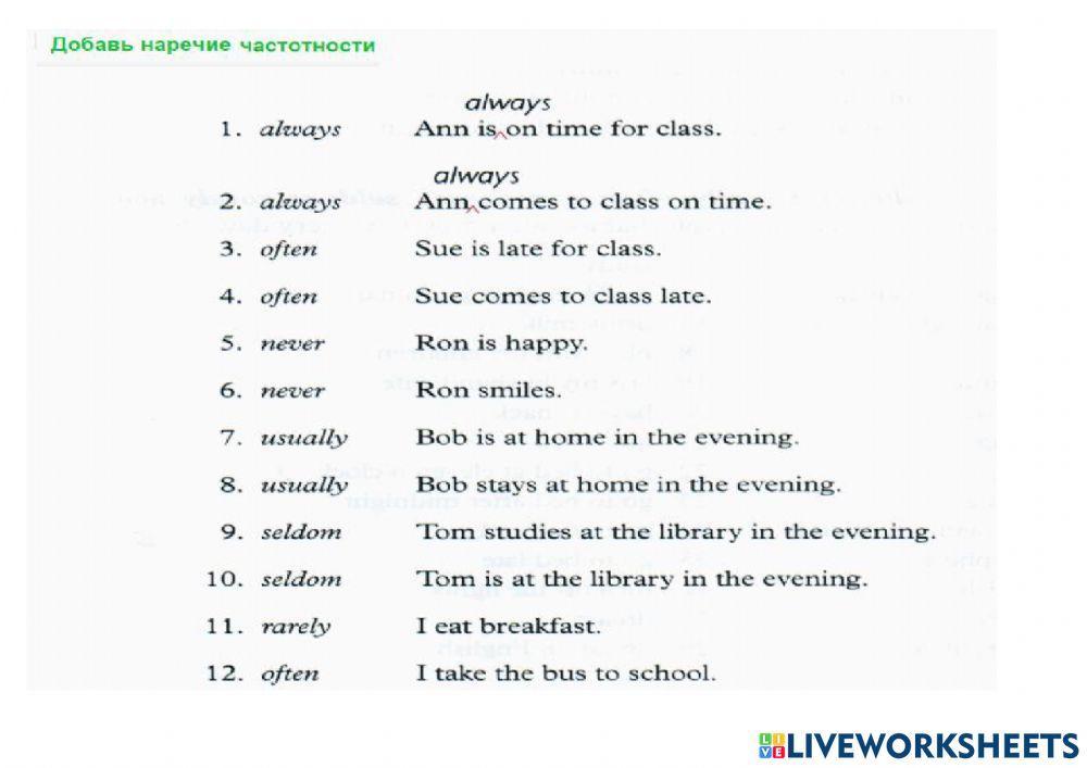 Adverbs of frequency