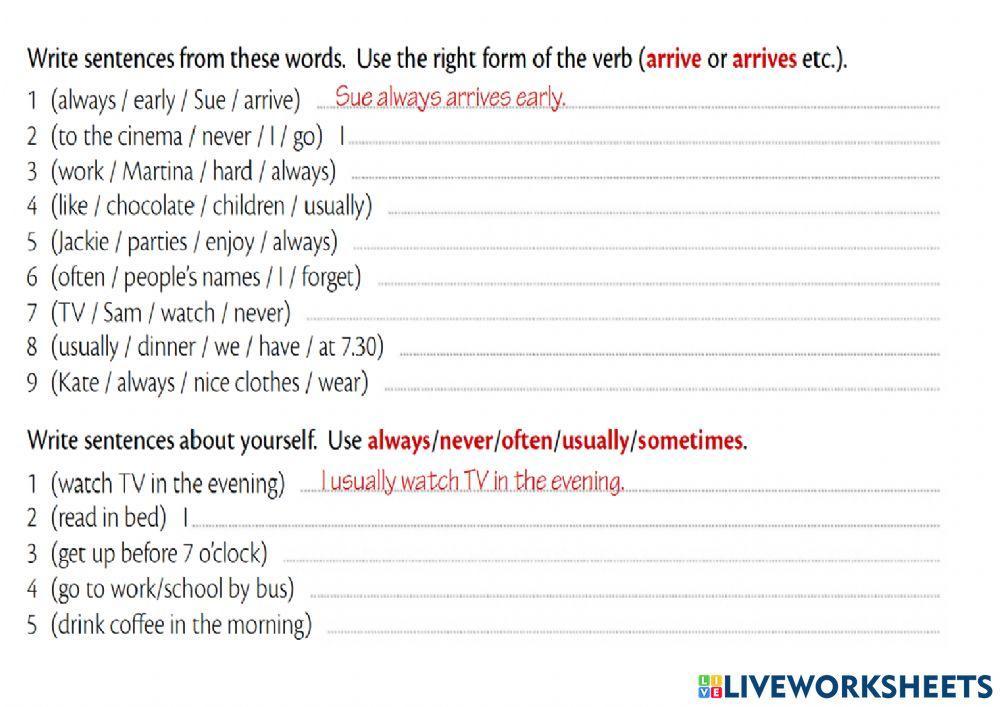 Adverbs of frequency