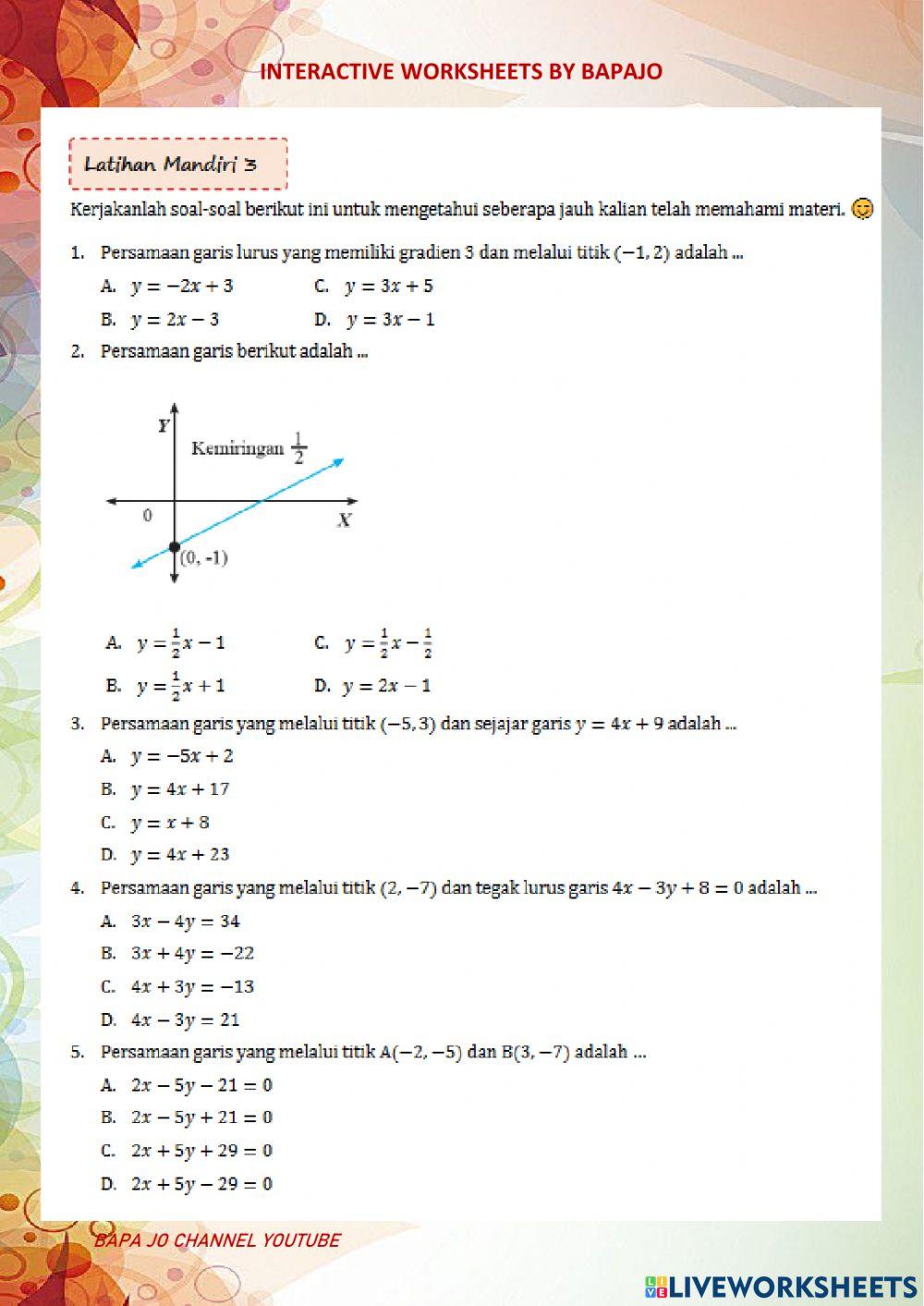 Menyusun Persamaan Garis Lurus