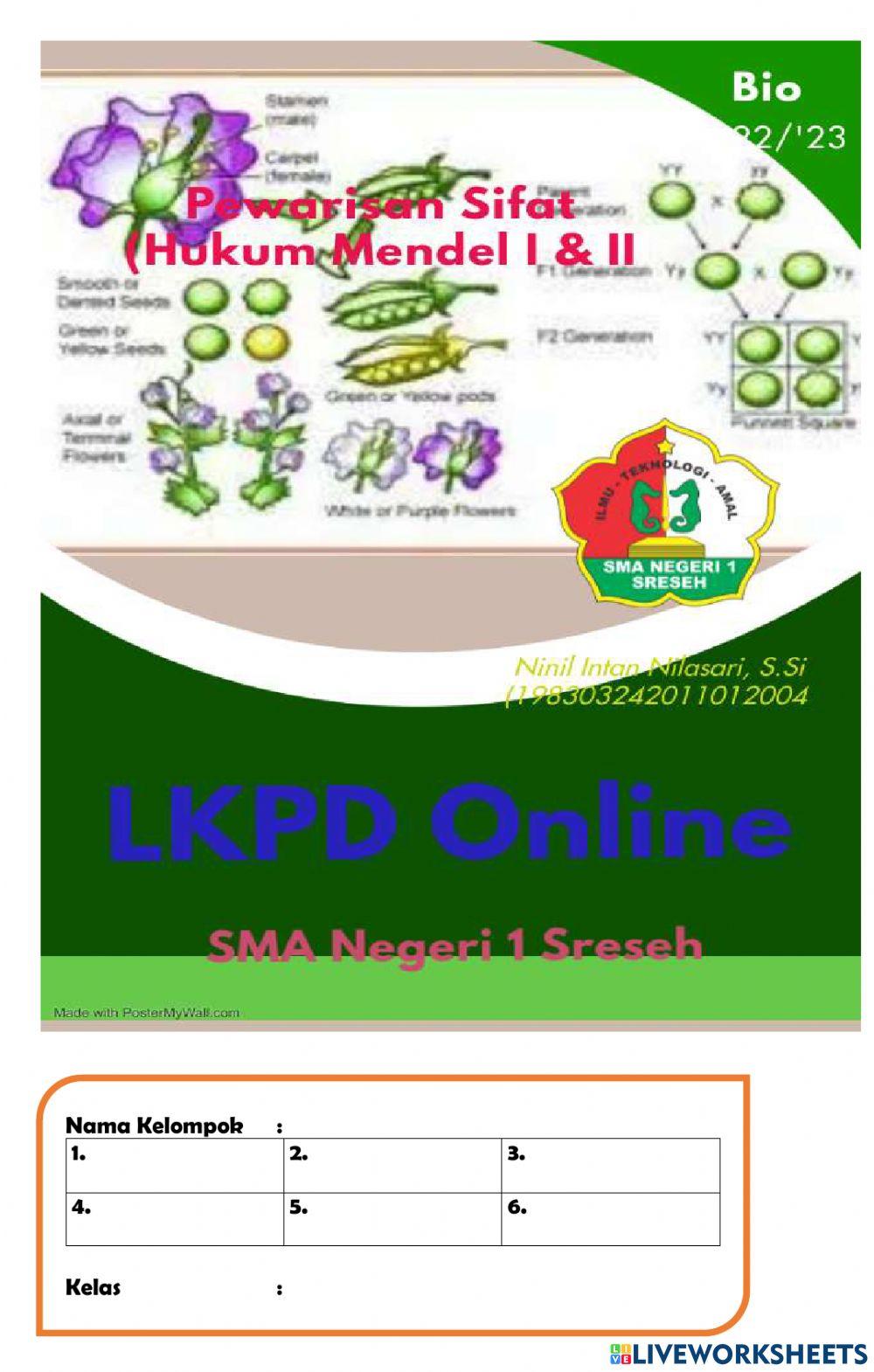 LKPD Online (Pewarisan Sifat Hukum Mendel I dan II)
