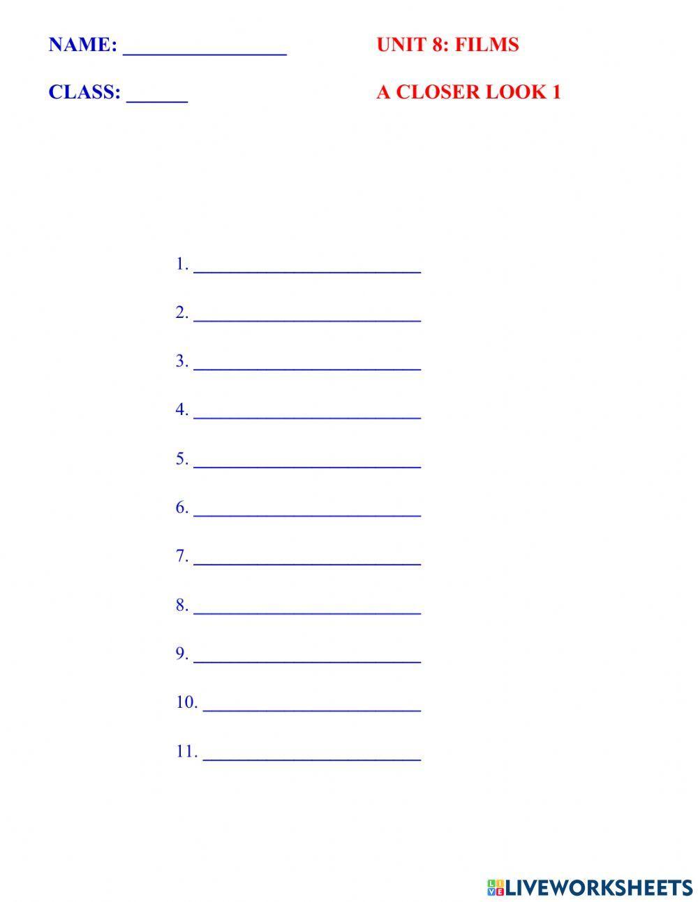 English 7 gobal unit 8 vocabulary a closer look 1