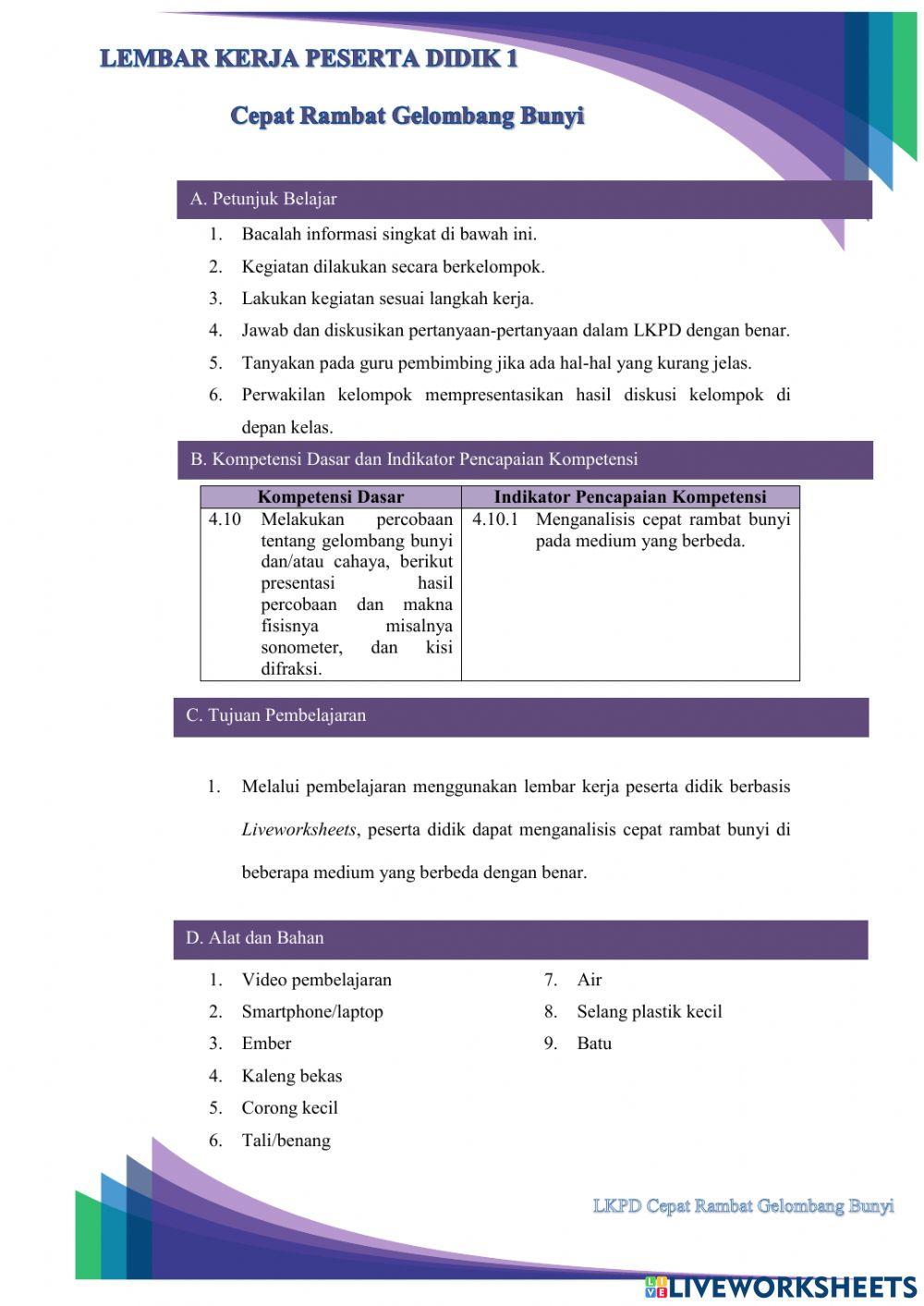 LKPD Cepat Rambat Bunyi