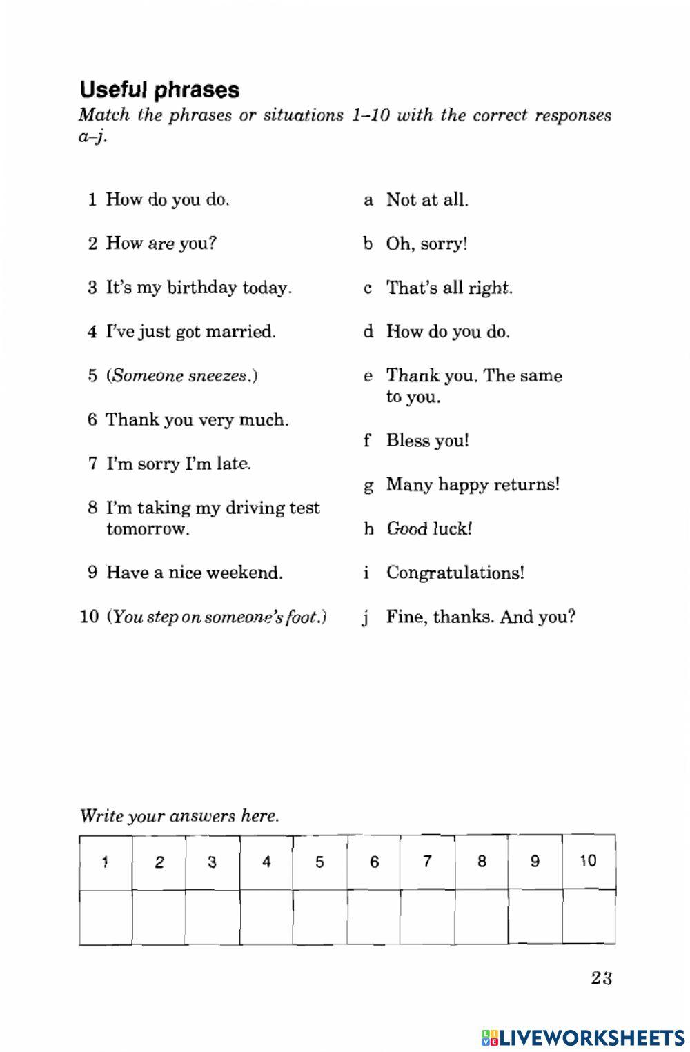 Useful social phrases