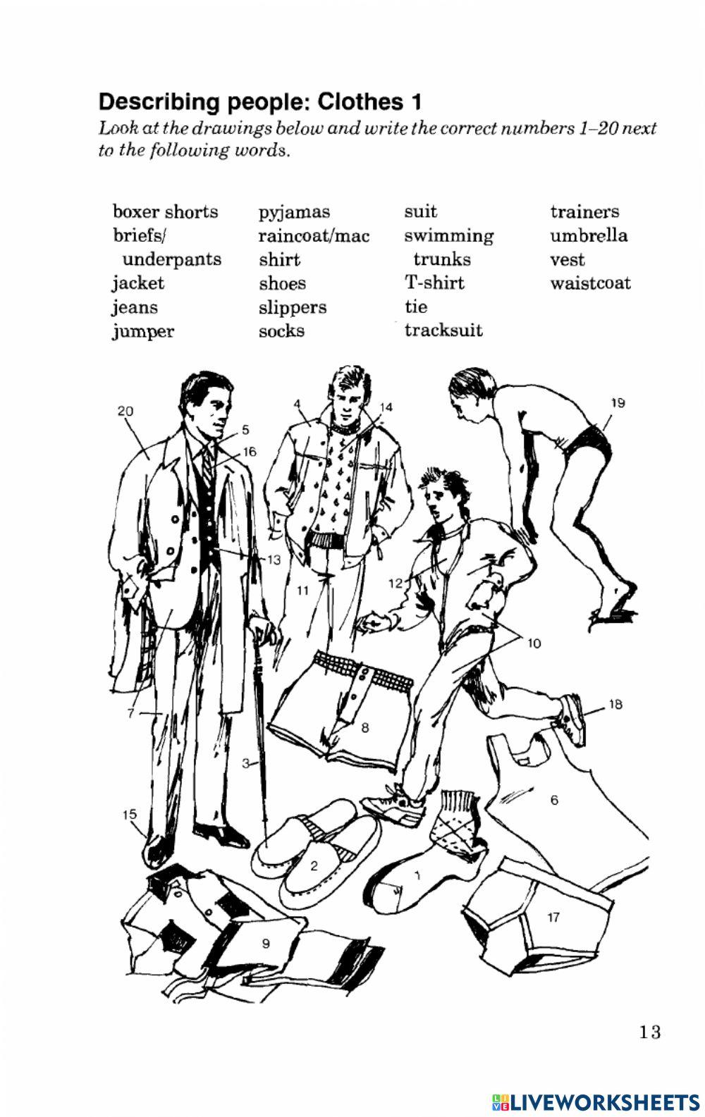 Describing people: clothes 1 worksheet