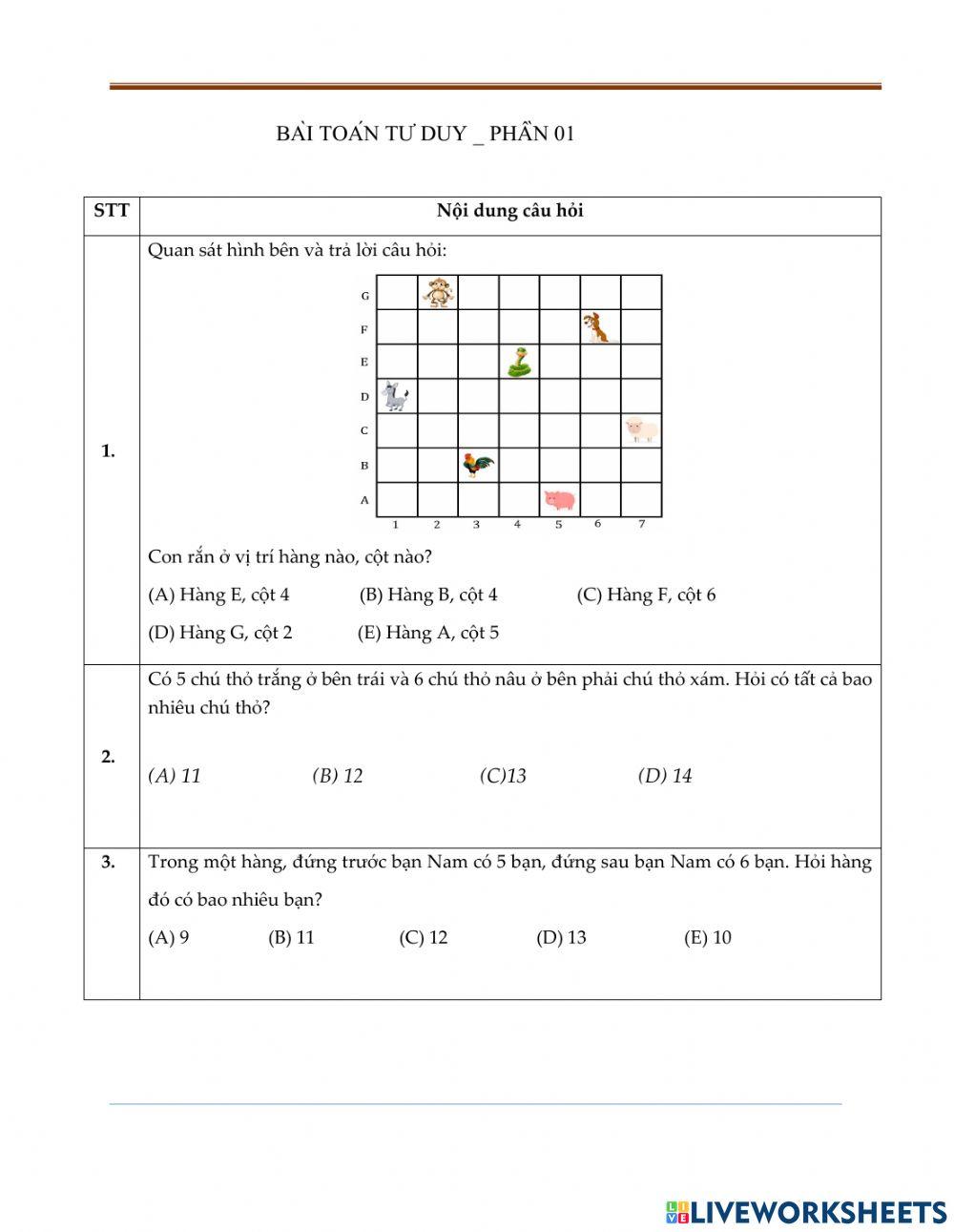 Td 101 worksheet Live Worksheets