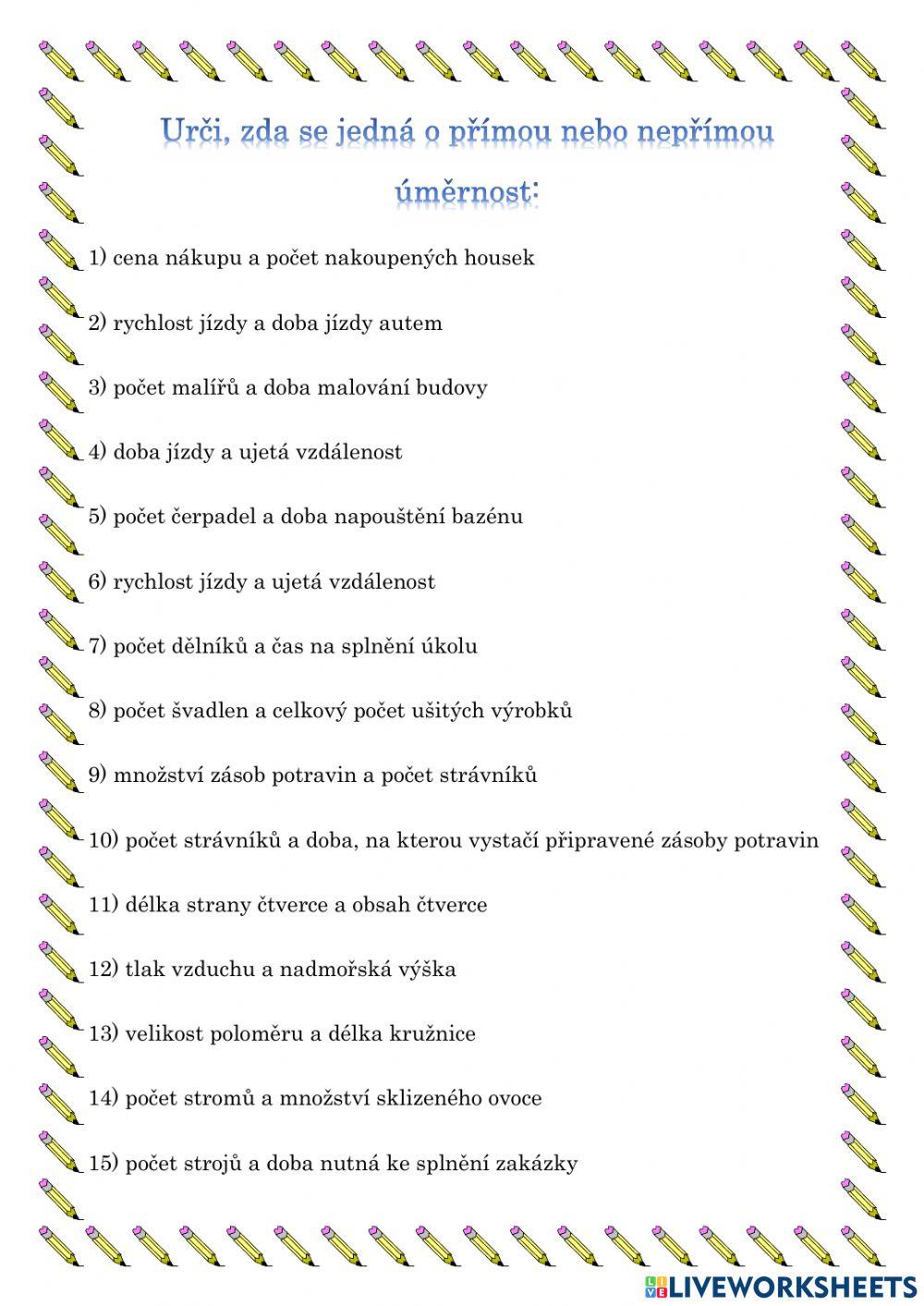 Přímá - nepřímá úměrnost