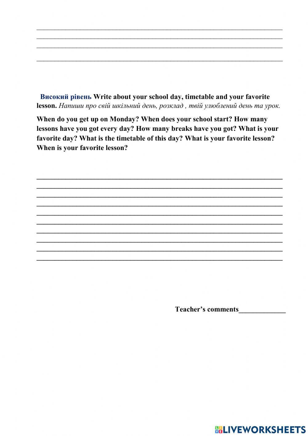 Diagnostic test  ( the 5th grade )