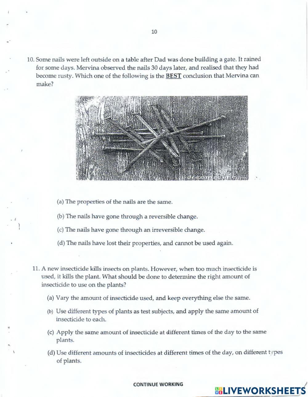 Science & Social Studies Past Paper