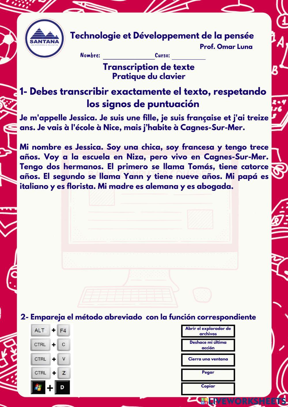 Práctica de teclado