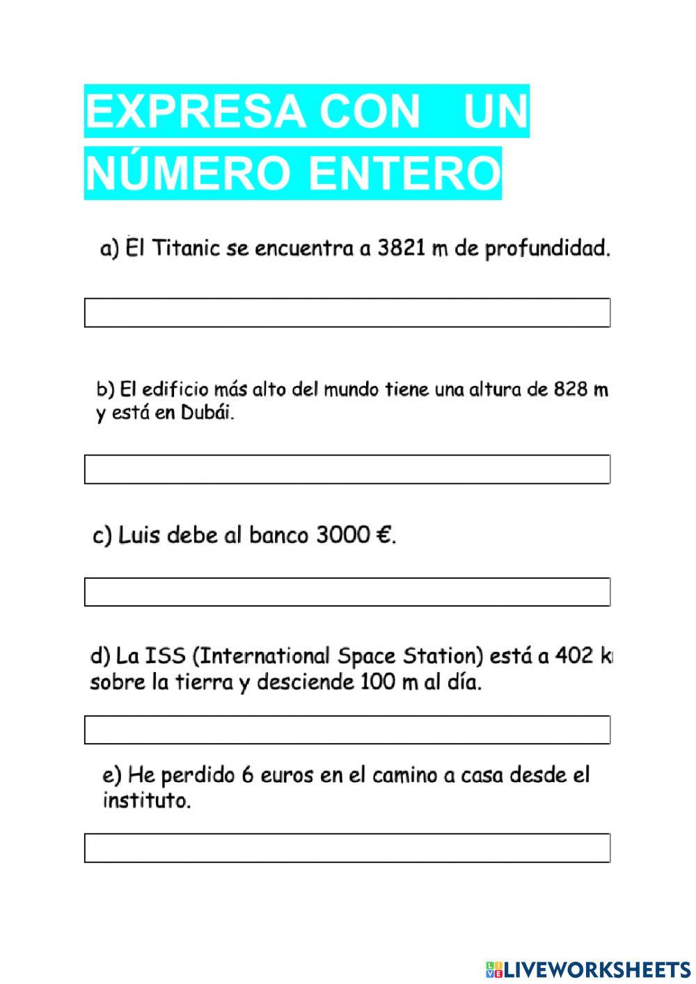 Ejercicio de Números naturales