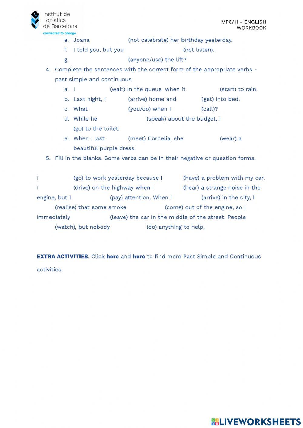 U1. Grammar: Past simple and Past continuous