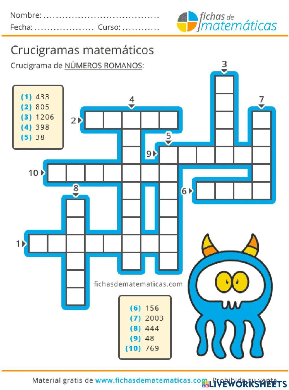 Crucigrama de números romanos