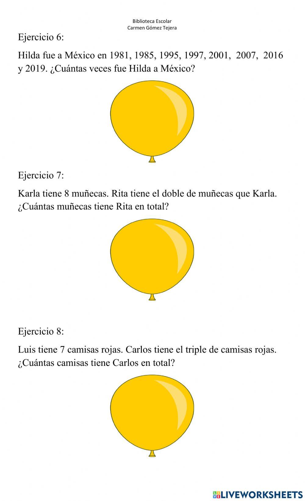 Problemas verbales suma