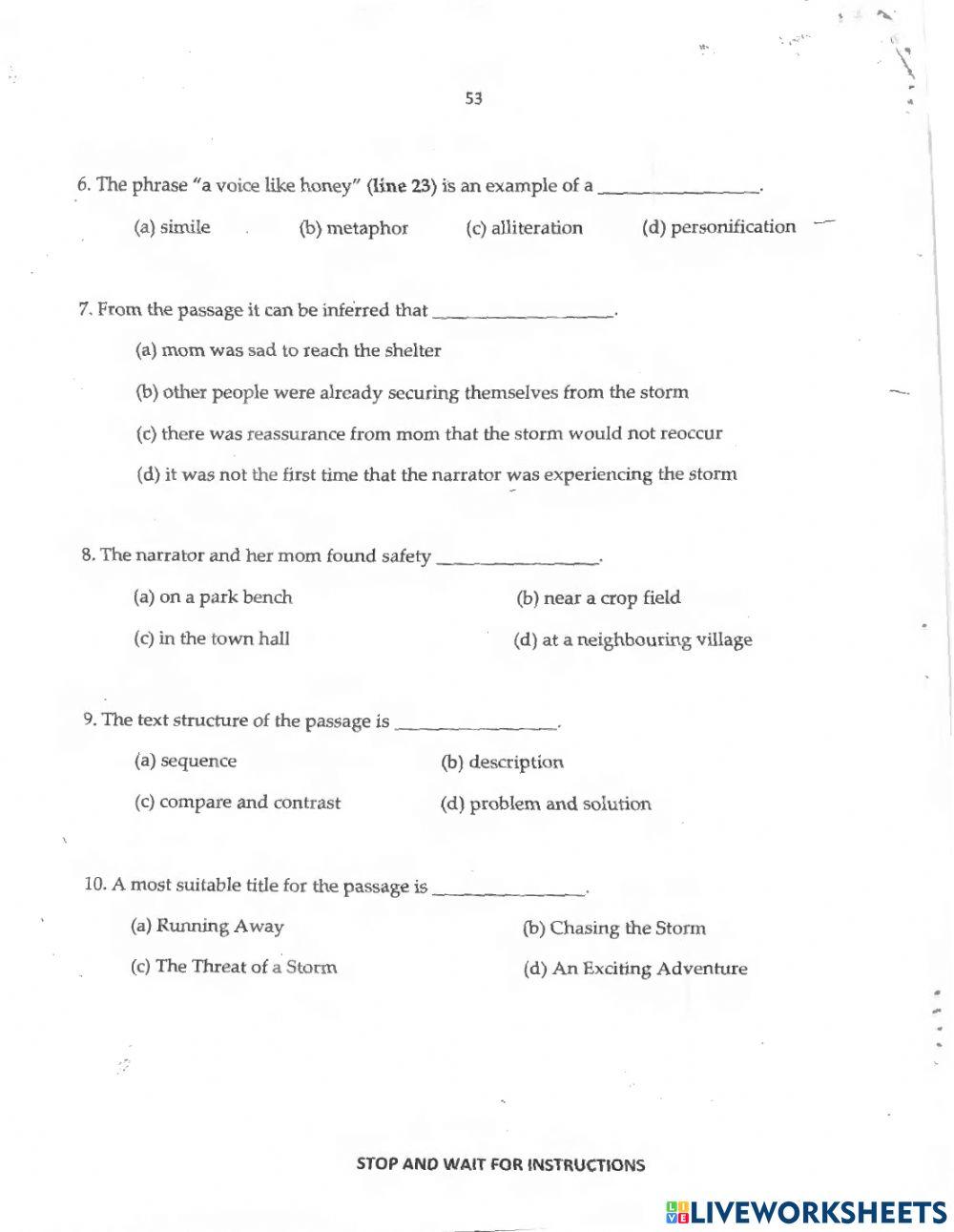 Comprehension Past Paper 1