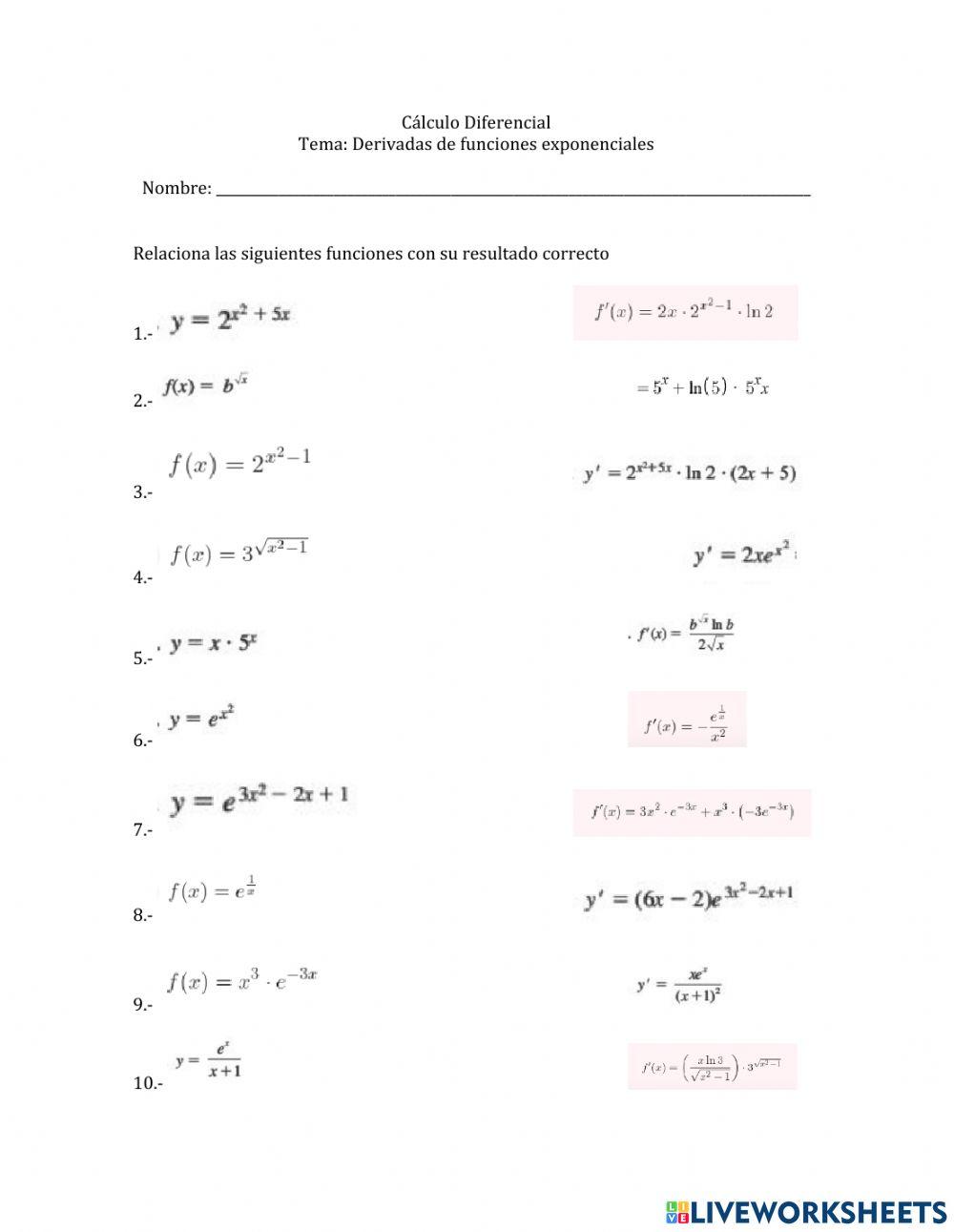 Derivadas de funciones exponenciales