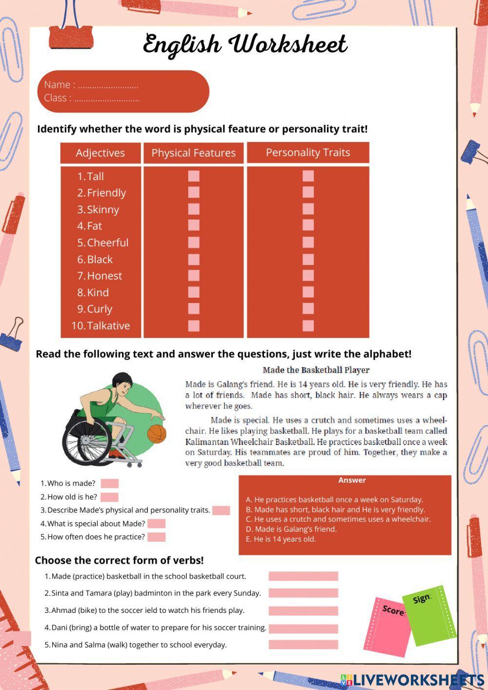 Describing people (Adjectives and Verbs)