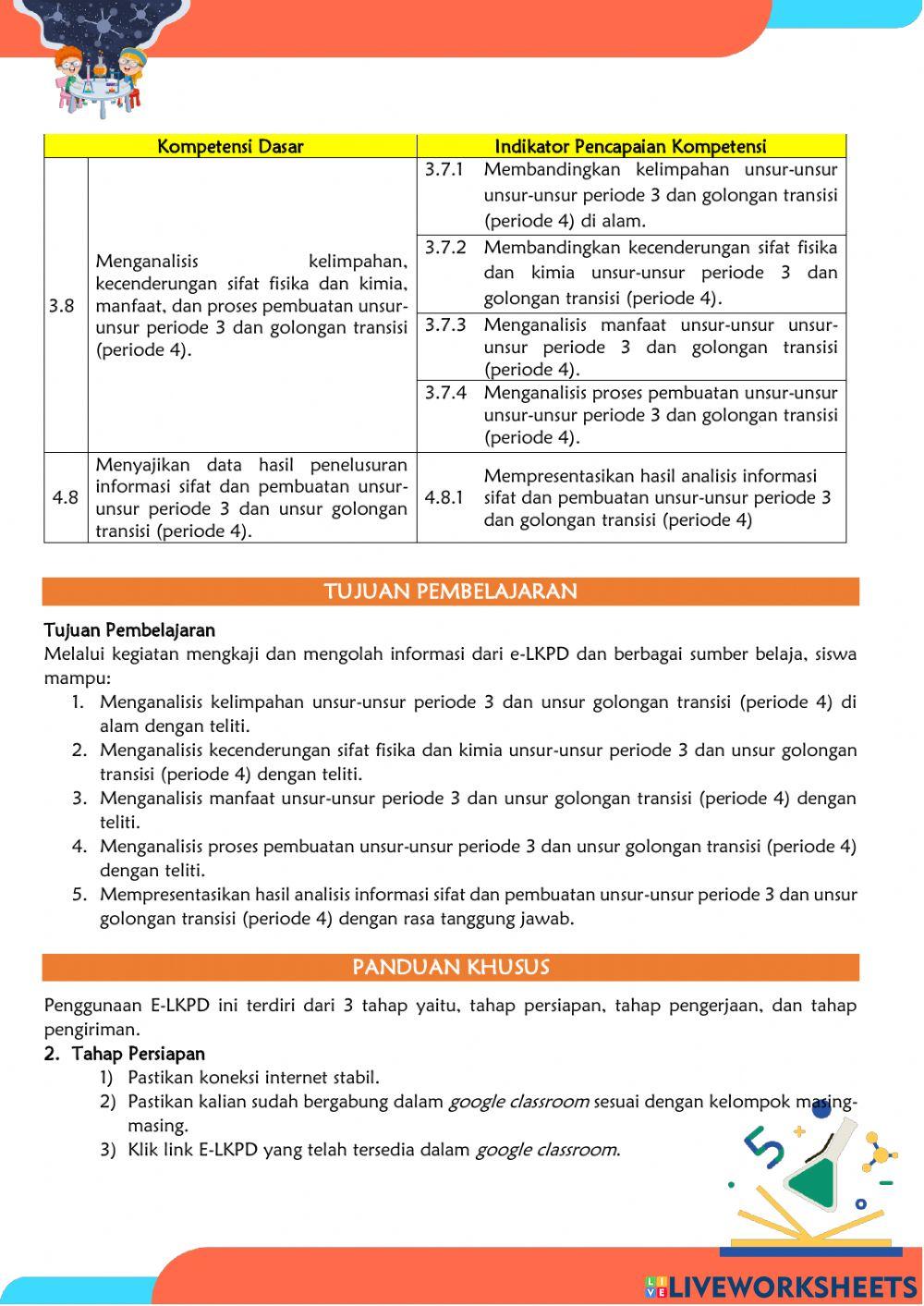 LKPD Unsur Periode 3 dan Logam Transisi (Periode 4)