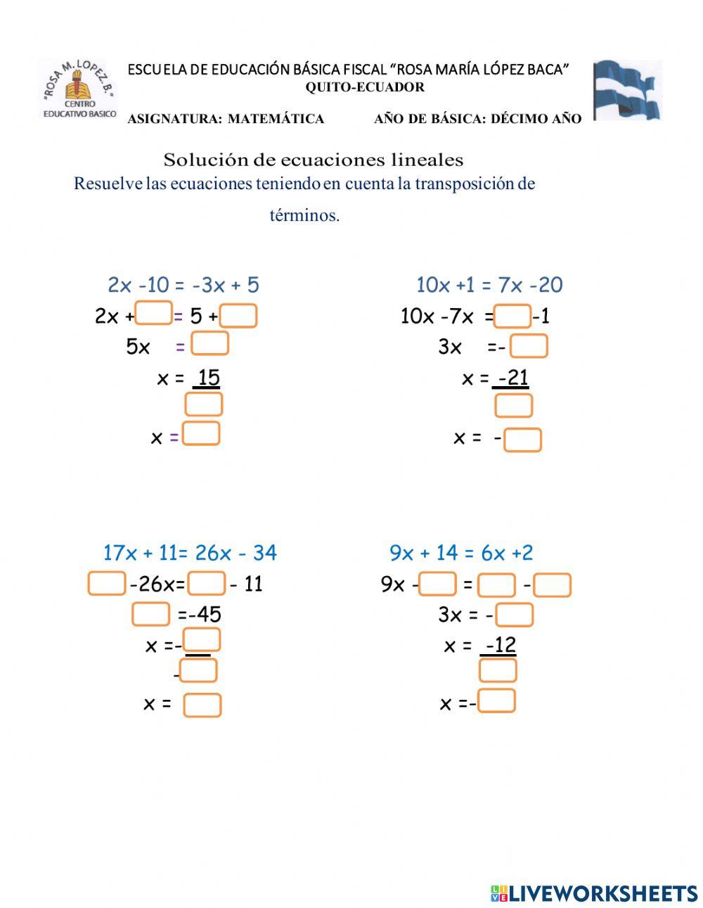 Ecuaciones de primer grado