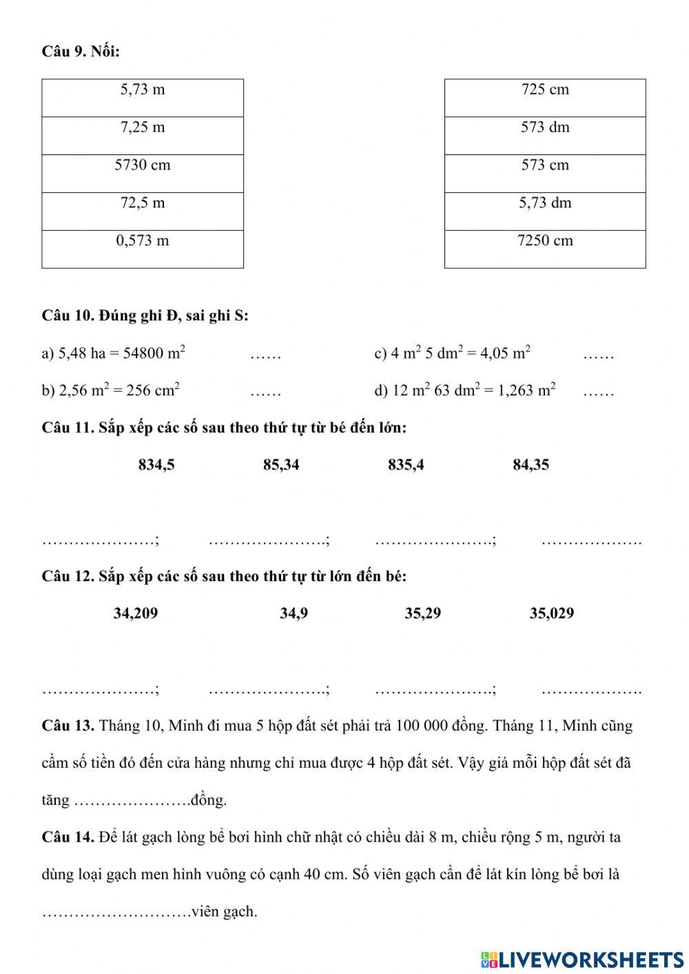 Ôn tập toán giữa kì i