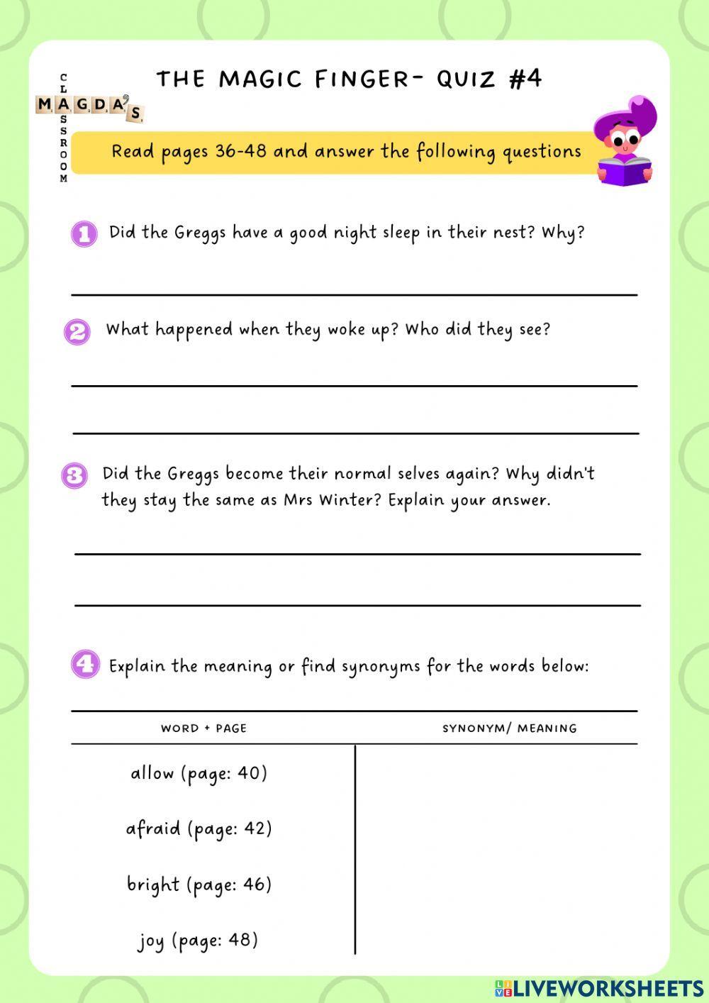 The Magic Finger-Quiz 4